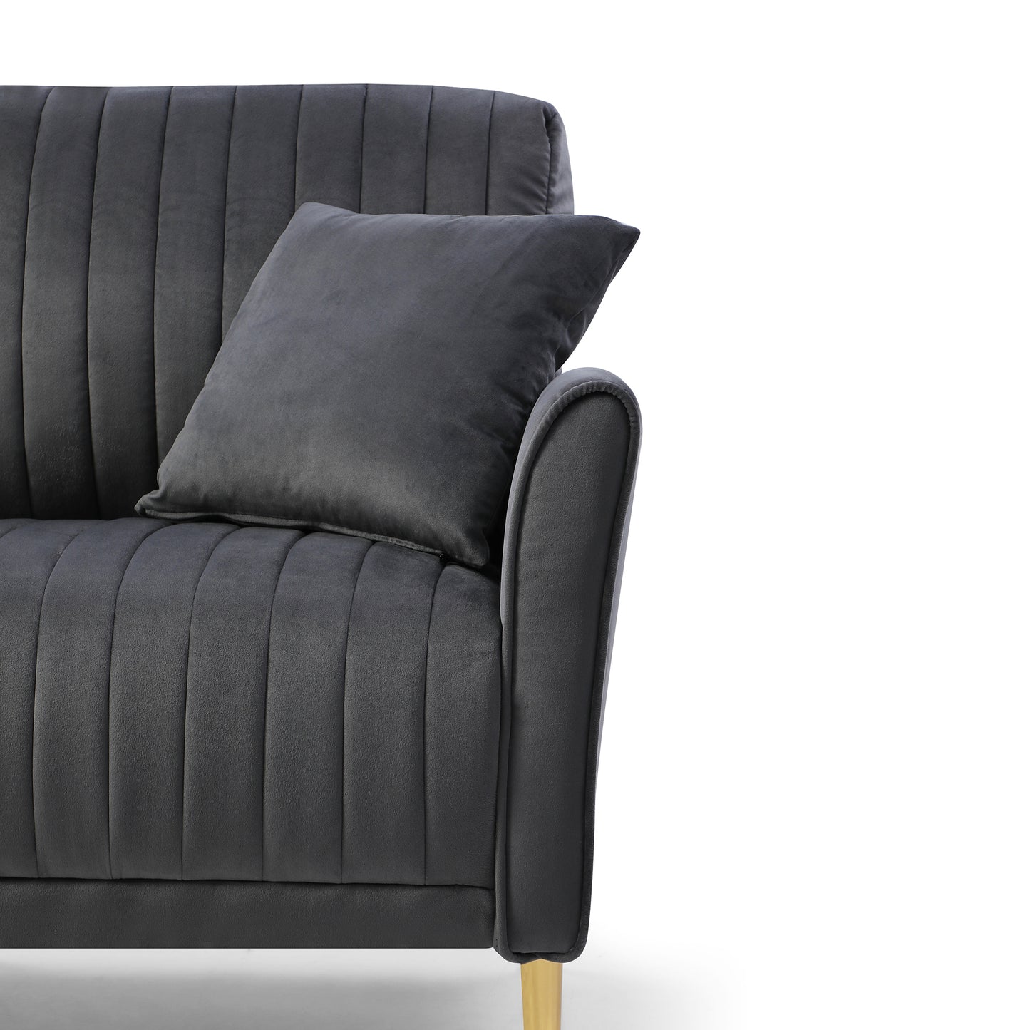 Grey Velvet Couch and Sofa Set for Living Room, 2-Piece Modern Sofas Set with Removable Cushions and Free Throw Pillow - Furniture Set for Comfort and Style (Color: Grey, Size: 2 Seats)