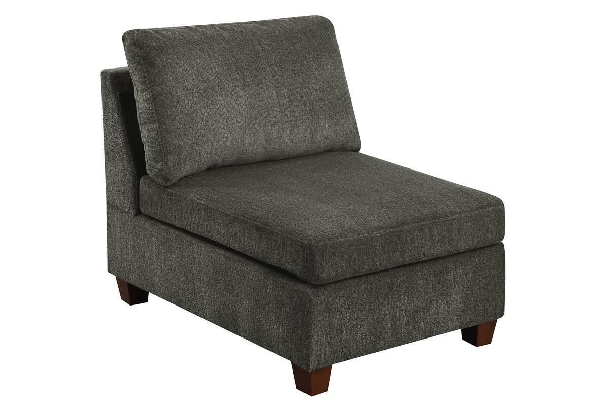 Living Room Furniture: Grey Modular Sofa Set, 8pc Large Family Couch, Modern, 4x Corner Wedge, 3x Armless Chairs, 1x Ottoman Plywood