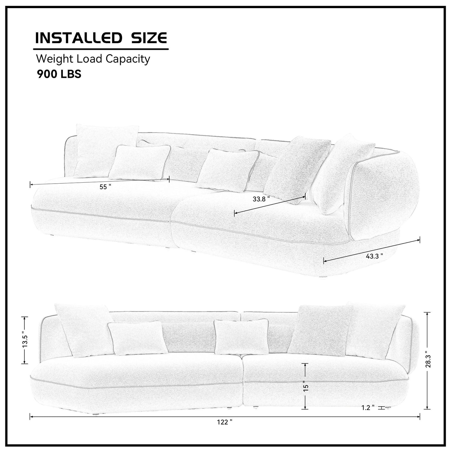Stylish Section Sofa with Contrast Color Stitching Design - Curved Sofa Beige: Ingenious, Elegant, and Comfy!
