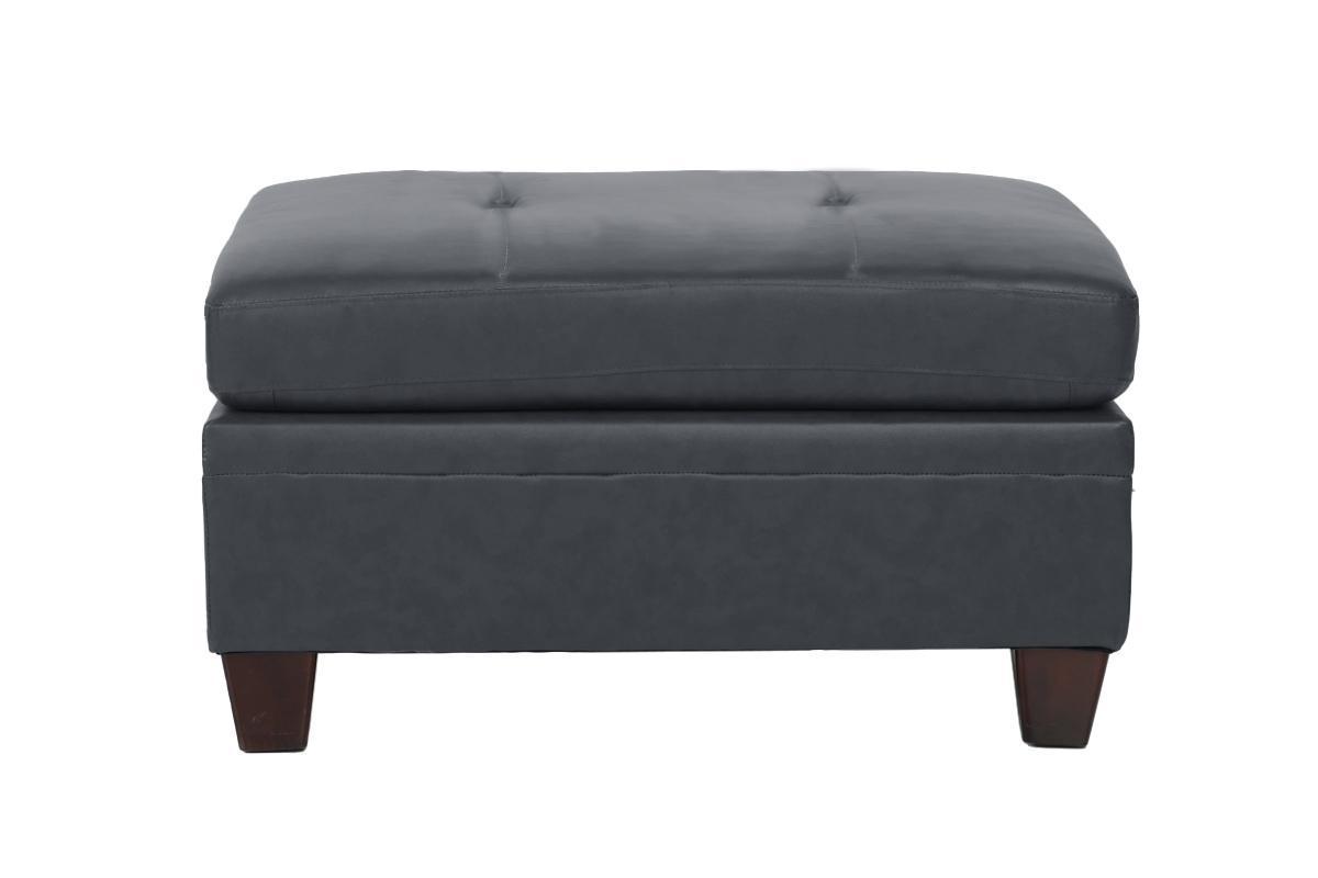 Genuine Leather Black Tufted 6pc Sectional Set - Corner Wedge, Armless Chair, Ottomans - Living Room Furniture Sofa Couch