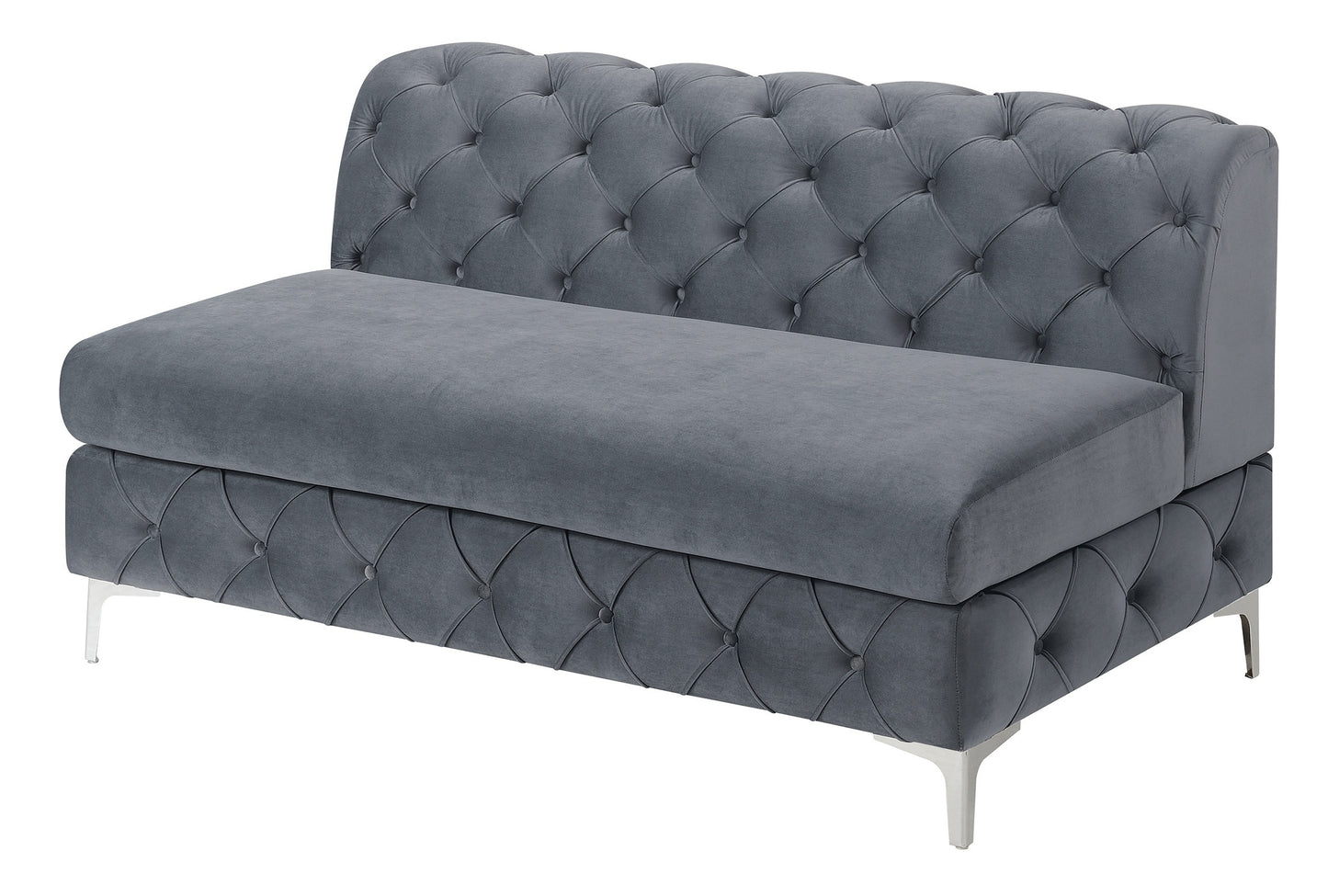 Gorgeous U-Sectional Grey Velvet Tufted Cushion Couch with Chaise and Armless Loveseat – Ideal Living Room Centerpiece