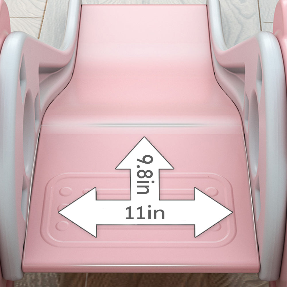 Kid Slide for Toddlers Age 1-3: Indoor/Outdoor Bear Pink Plastic Playground Climber Slide