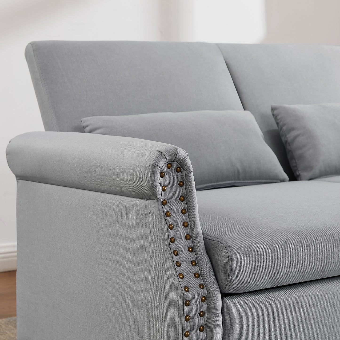 55" Pull Out Sleep Sofa Bed 2 Seater Loveseat with Adjustable Backrest and Lumbar Pillows for Apartment Office Living Room | Artemax Modern Couch