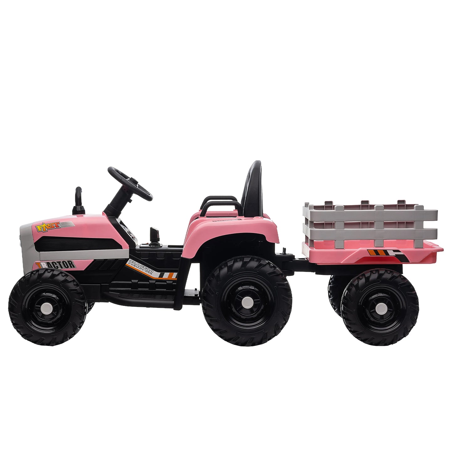 12V Battery Powered Ride on Tractor with Trailer: Remote Control, Three-Speed Adjustable, Power Display, USB, MP3, Bluetooth, LED Light, Two-Point Safety Belt, Perfect for Kids, Color Options Available