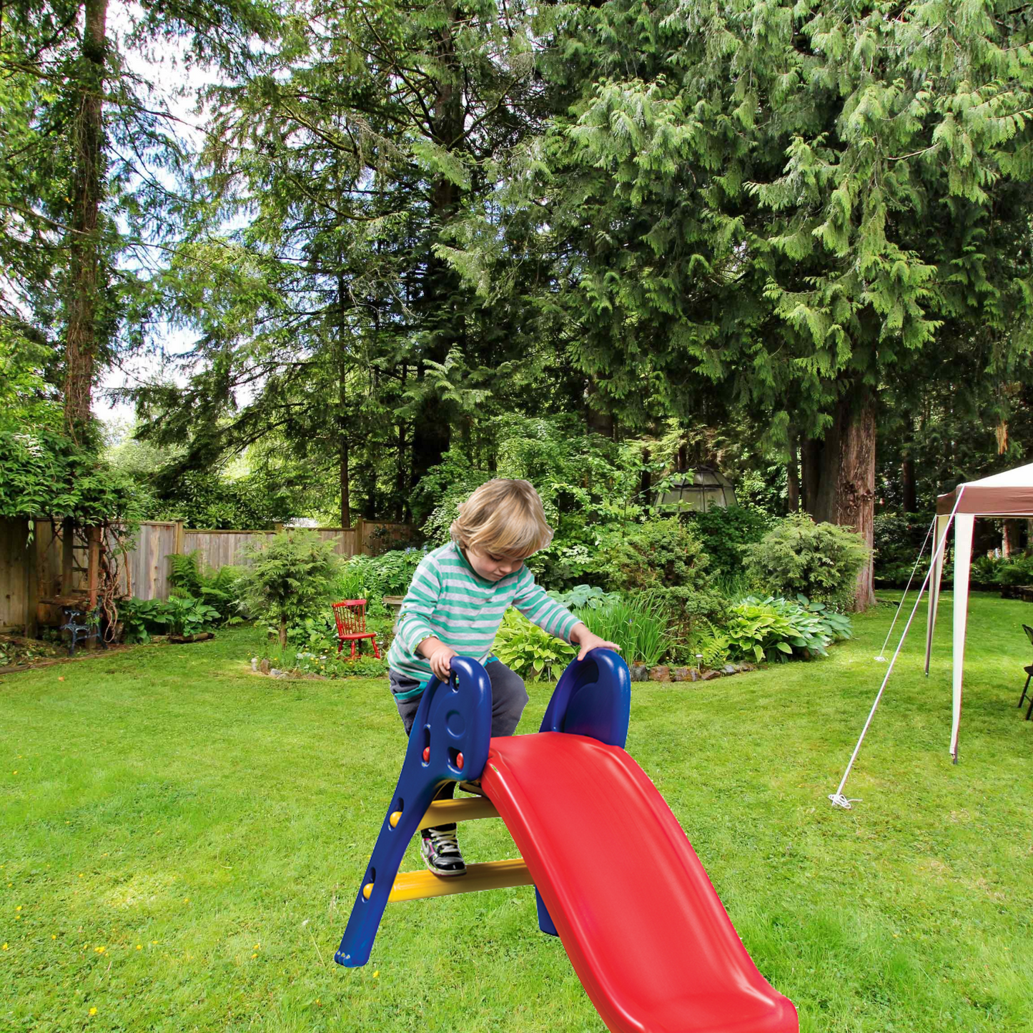 Kids Plastic Foldable Slide - CE Proved Indoor Playground Equipment - Blue/Red/Yellow (XSL001)