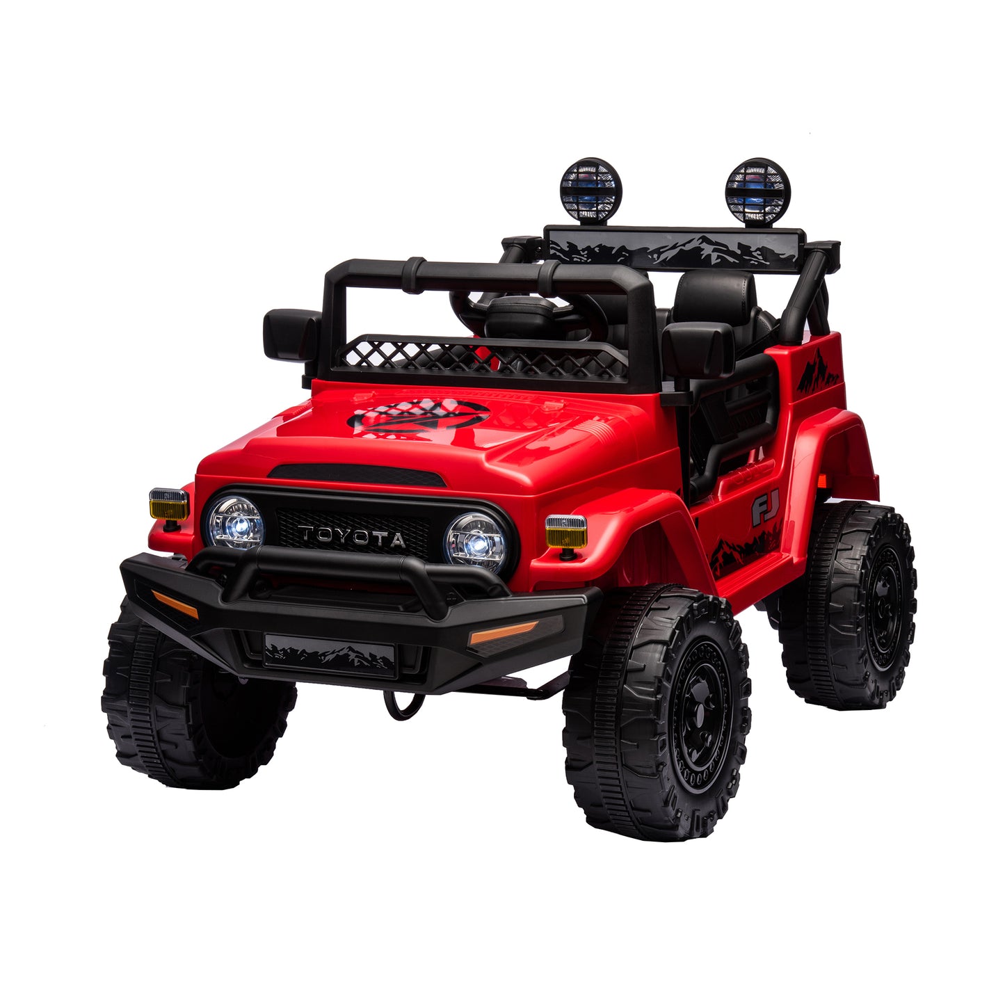 Licensed Toyota FJ Cruiser 12V Kids Ride On Car - Remote Control, Adjustable Speed, Power Display, USB/MP3/Bluetooth, LED Light, Safety Belt (Various Colors/Sizes)