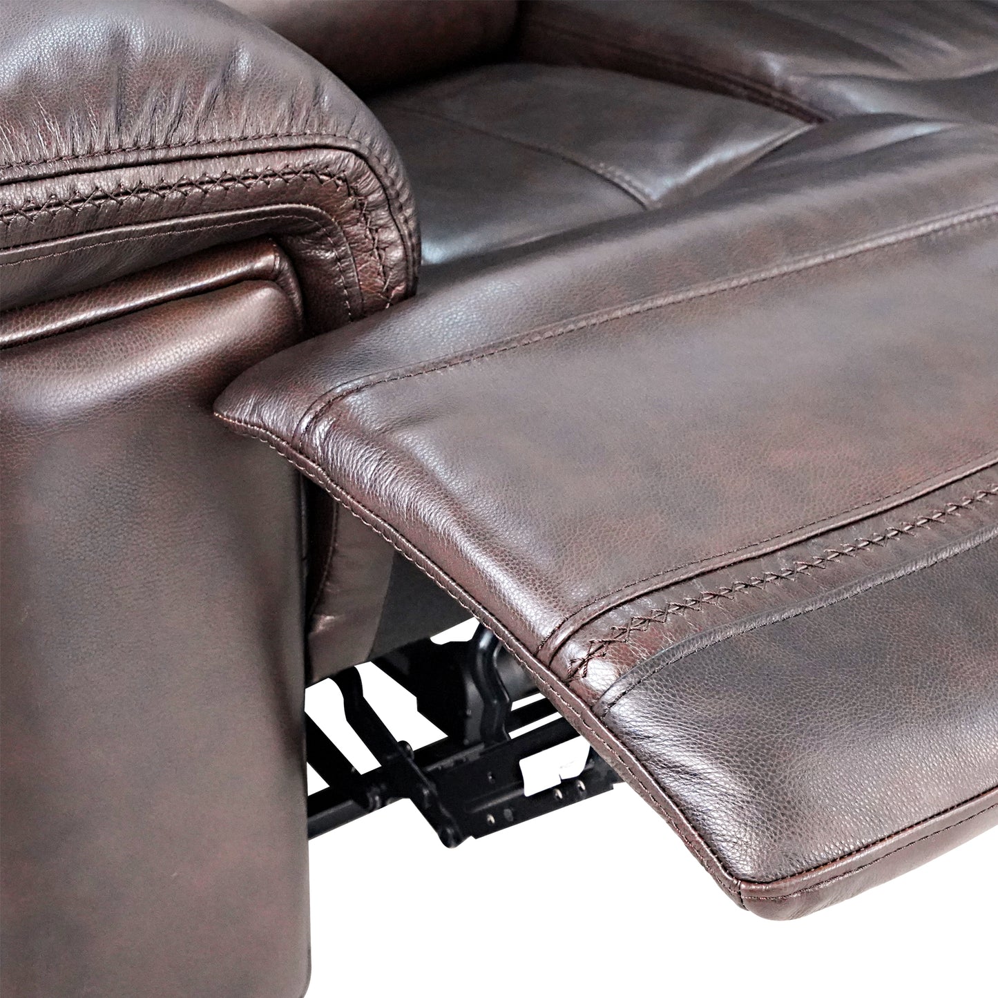Top Grain Leather Power Reclining Sofa | Adjustable Headrest | Big Size | Cross Stitching | Multiple Colors