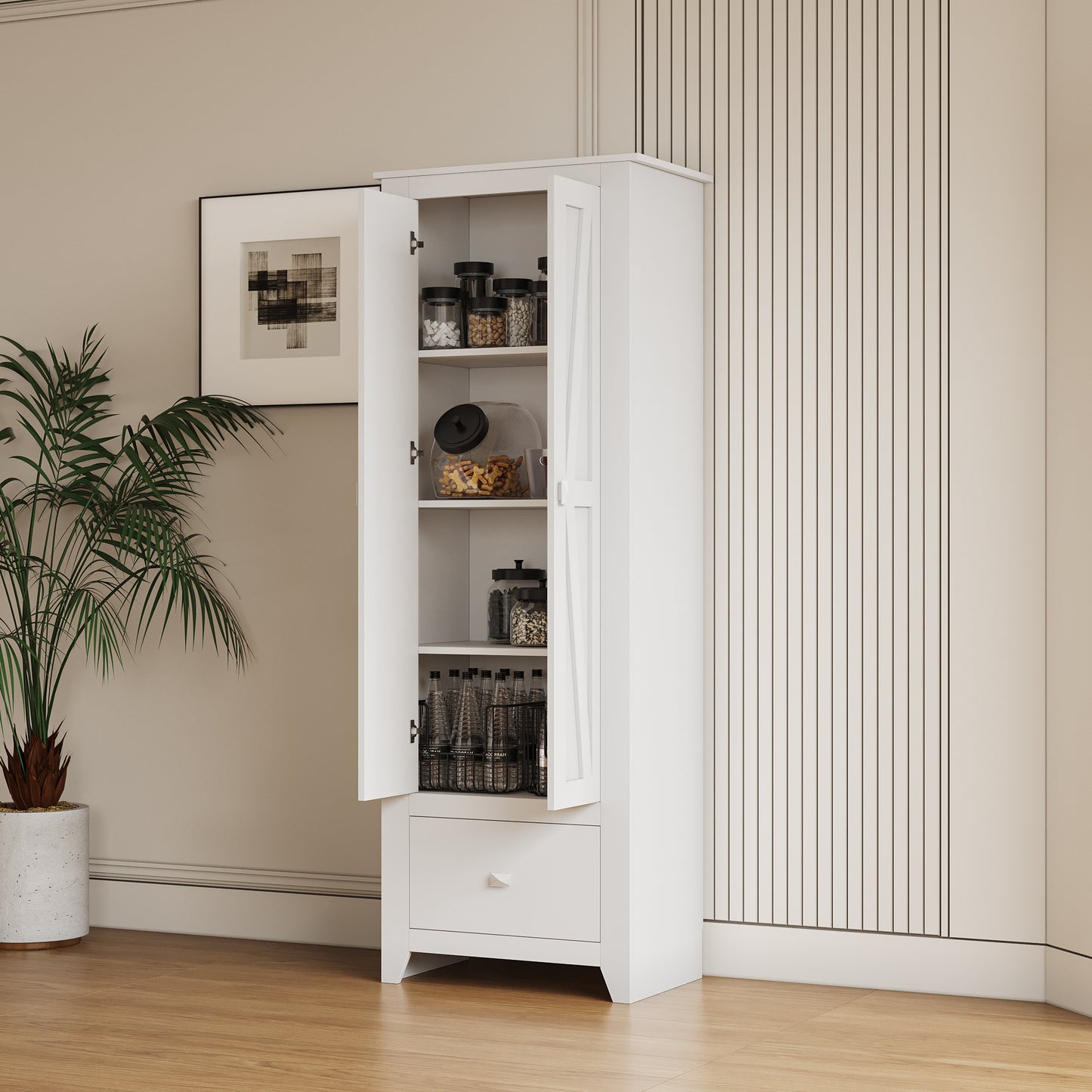 Home Wide Storage Cabinet, 30",WHITE