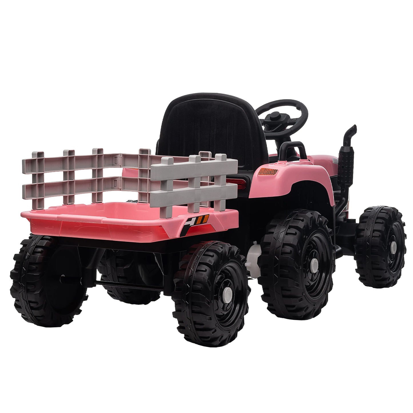 12V Battery Powered Ride on Tractor with Trailer: Remote Control, Three-Speed Adjustable, Power Display, USB, MP3, Bluetooth, LED Light, Two-Point Safety Belt, Perfect for Kids, Color Options Available