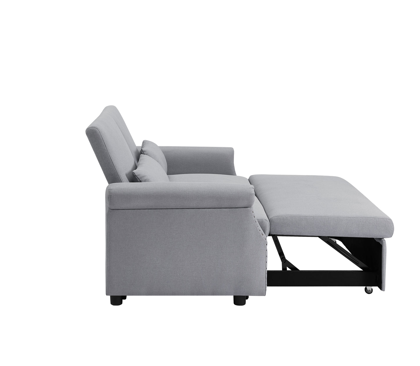 55" Pull Out Sleep Sofa Bed 2 Seater Loveseat with Adjustable Backrest and Lumbar Pillows for Apartment Office Living Room | Artemax Modern Couch