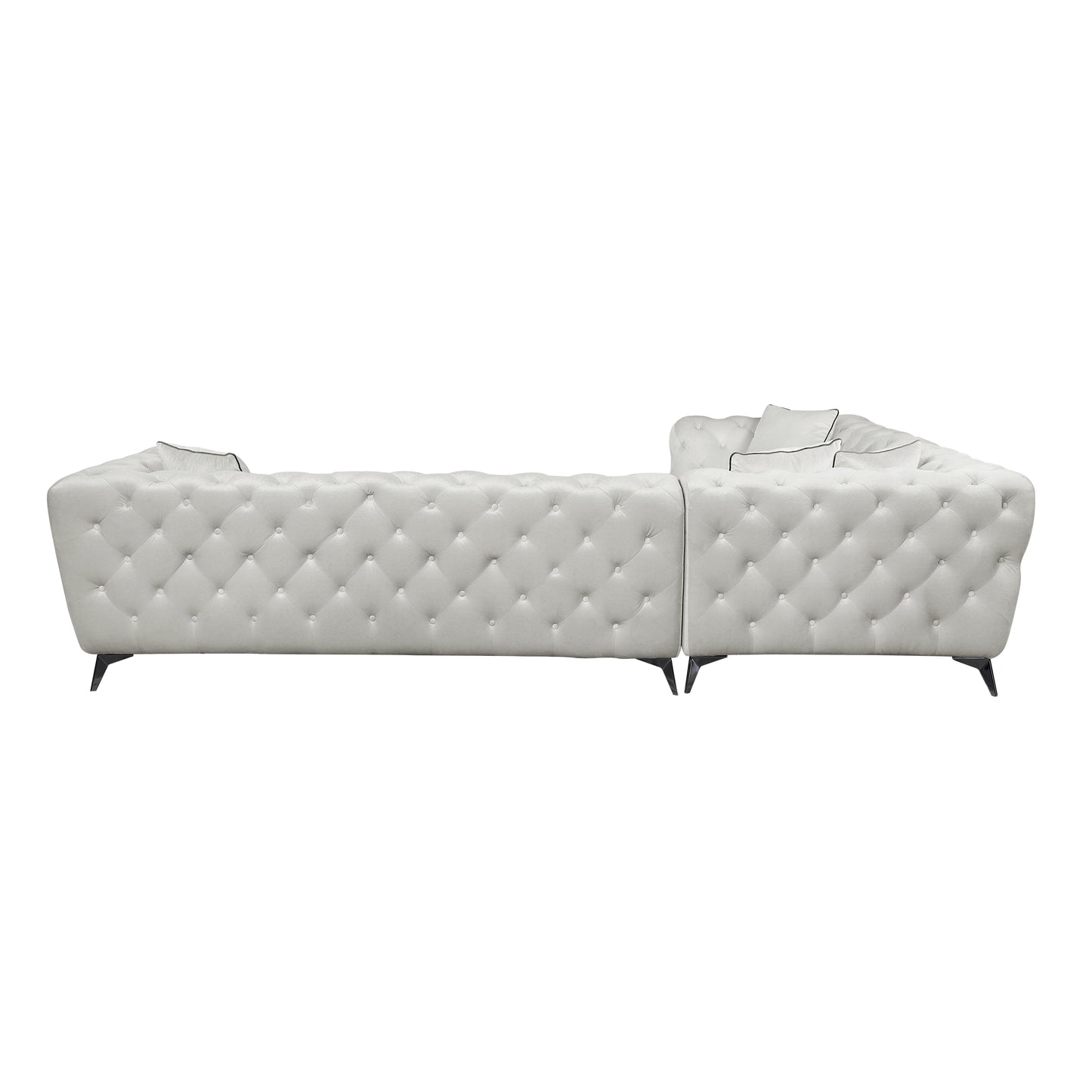 ACME Atronia Sectional Sofa: Beige Fabric, 4 Pillows, LV01160