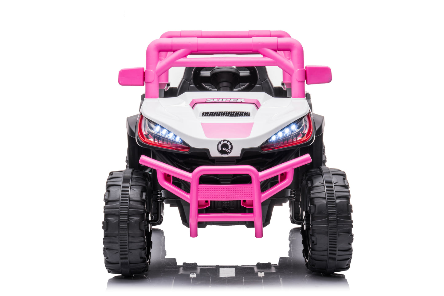 12V7A*1 30W*4 One Button Start Kids Ride-On Car with Forward and Backward, High and Low Speed, Music, Front Light, Power Display, 2 Doors, 2.4G R/C, Seat Belt, Four Wheel Absorber - Various Colors and Sizes Available