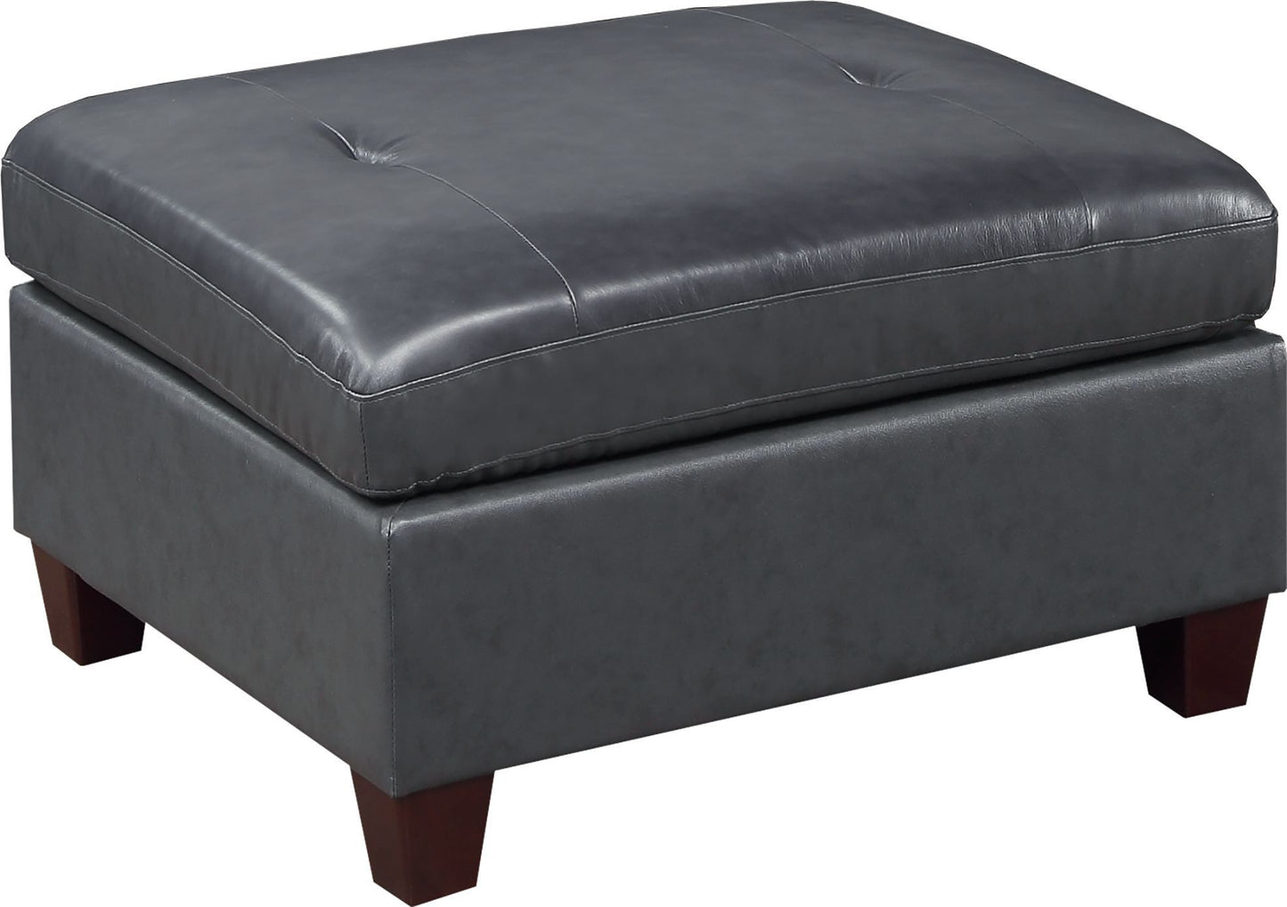 Genuine Leather Black Tufted 6pc Sectional Set - Corner Wedge, Armless Chair, Ottomans - Living Room Furniture Sofa Couch