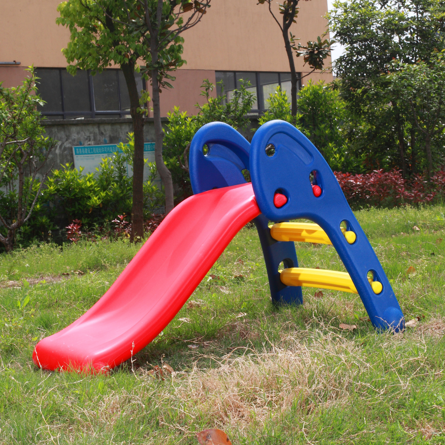 Kids Plastic Foldable Slide - CE Proved Indoor Playground Equipment - Blue/Red/Yellow (XSL001)