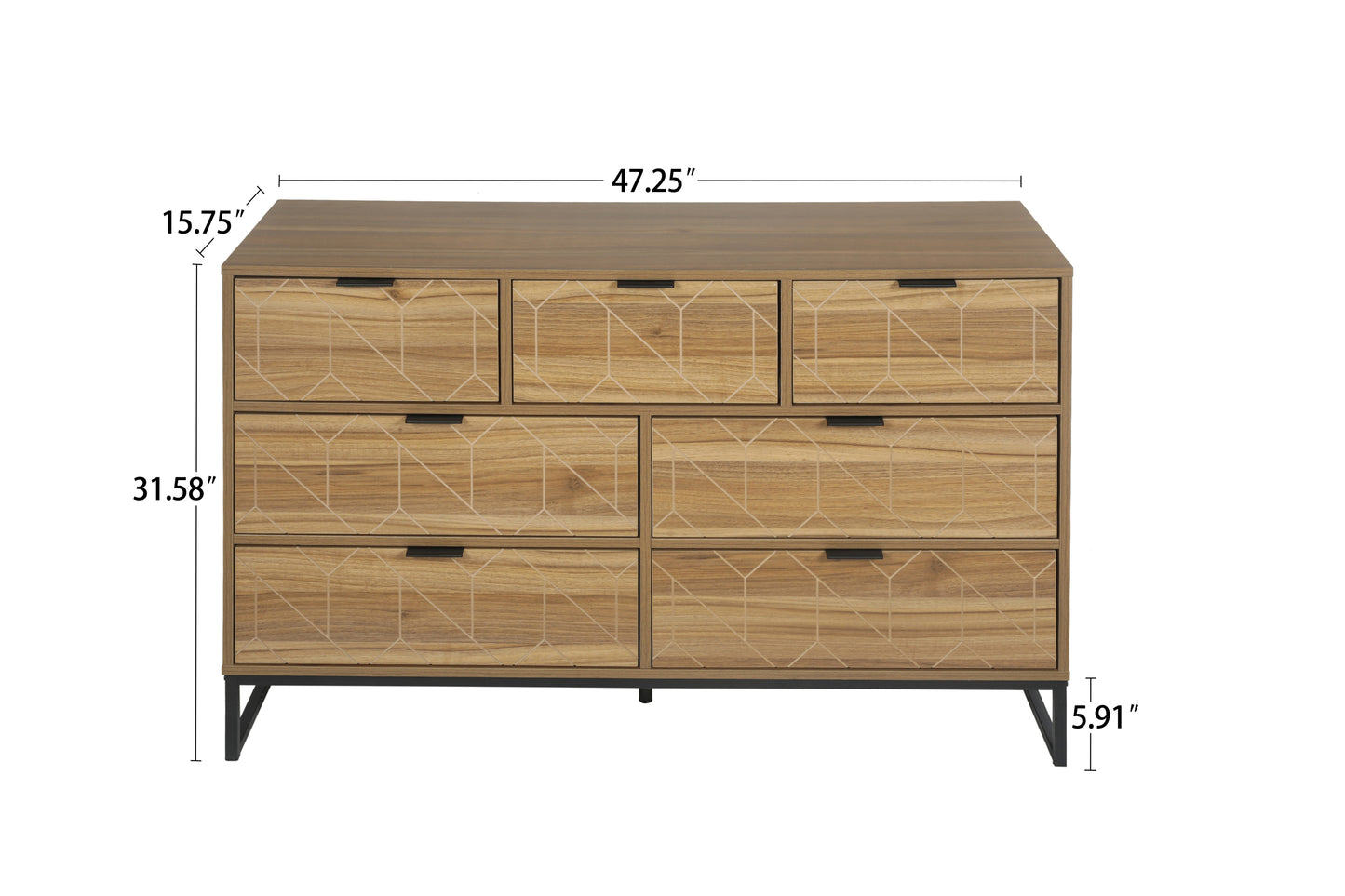 Modern 7 Drawer Dresser Wood Cabinet Spacious Storage Solution