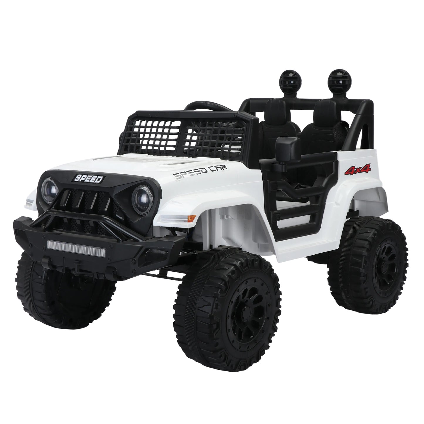 12v7A Kids Ride on Truck Car w/Parents Remote Control, 2.4G, Three-Speed Adjustable, Power Display, USB, MP3, Bluetooth, LED Light, Three-Point Safety Belt