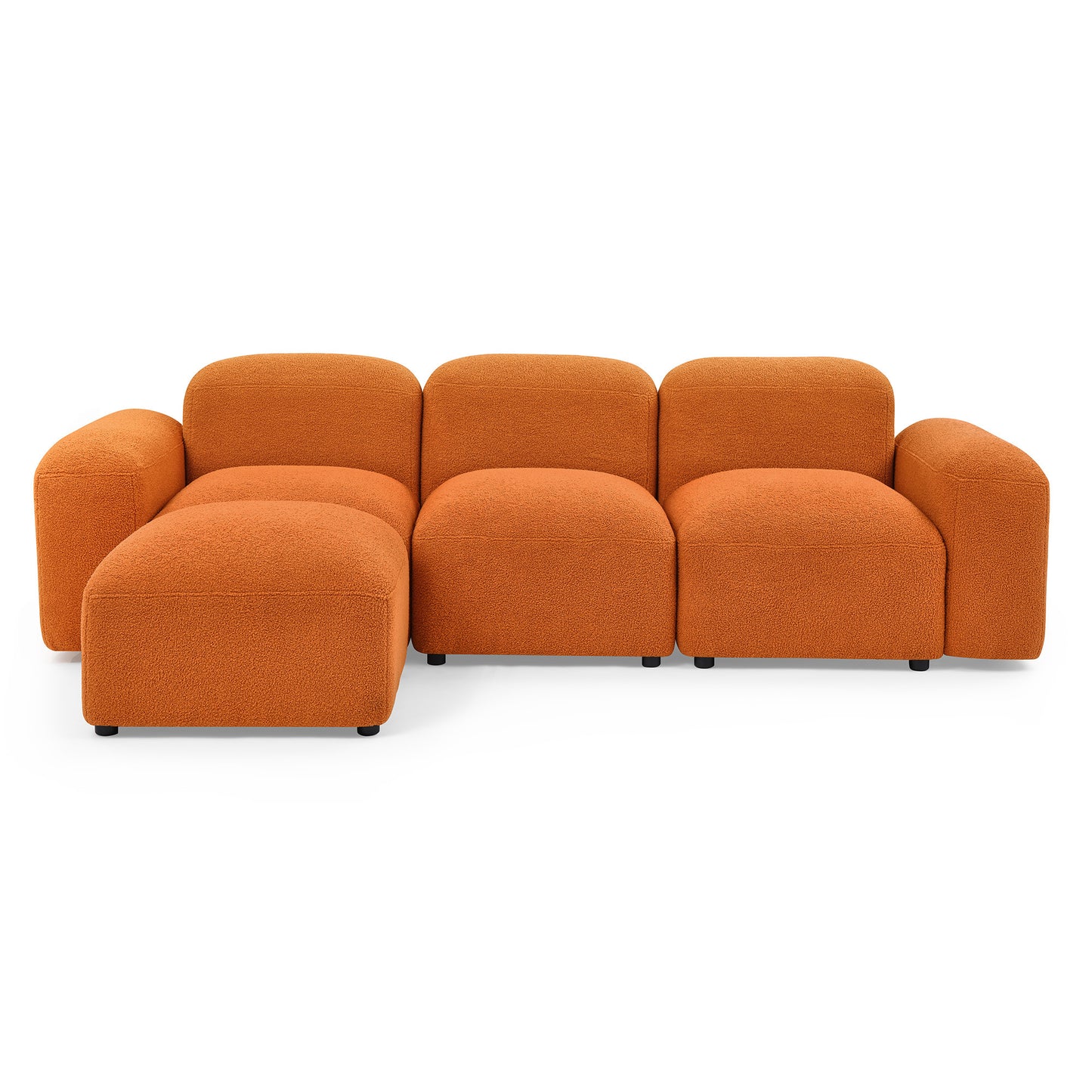 L-Shape Modular Sectional Sofa, DIY Combination, Teddy Fabric, Orange - Comfortable and Stylish Furniture for Your Home