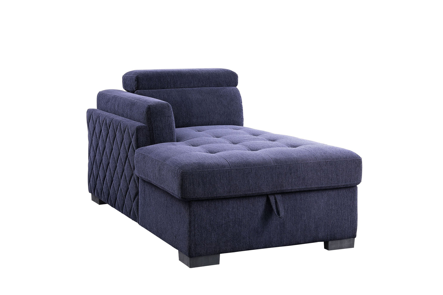Navy Blue Fabric Sleeper Sectional Sofa and Ottoman: ACME Nekoda Storage, Comfortable, Stylish, Spacious - 55520