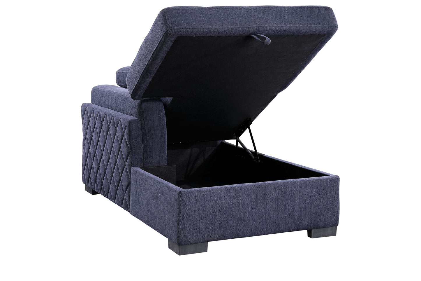 Navy Blue Fabric Sleeper Sectional Sofa and Ottoman: ACME Nekoda Storage, Comfortable, Stylish, Spacious - 55520