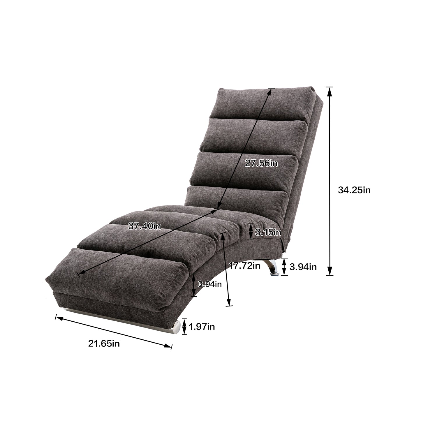 Linen Chaise Lounge Indoor Chair: Modern Long Lounger for Office or Living Room - COOLMORE.