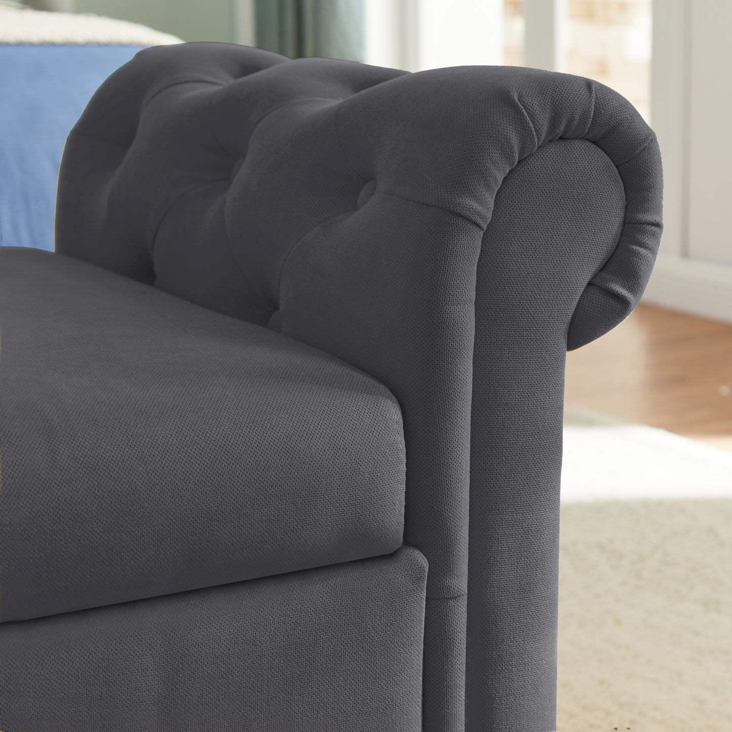 Dark Gray Multifunctional Storage Rectangular Sofa Stool: Spacious and Stylish Seating with Concealed Storage