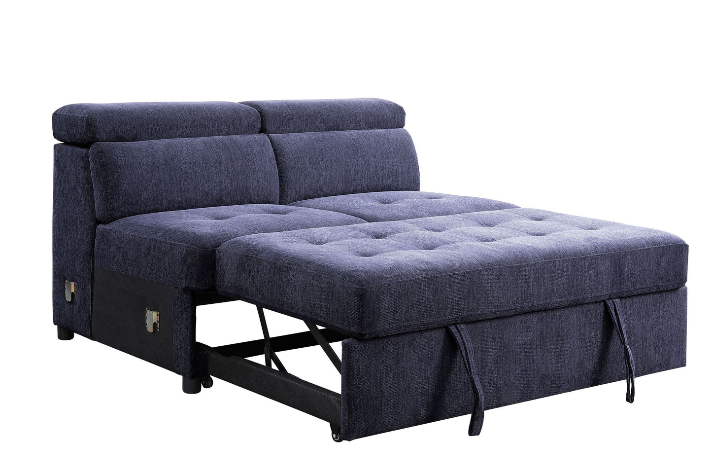 Navy Blue Fabric Sleeper Sectional Sofa and Ottoman: ACME Nekoda Storage, Comfortable, Stylish, Spacious - 55520