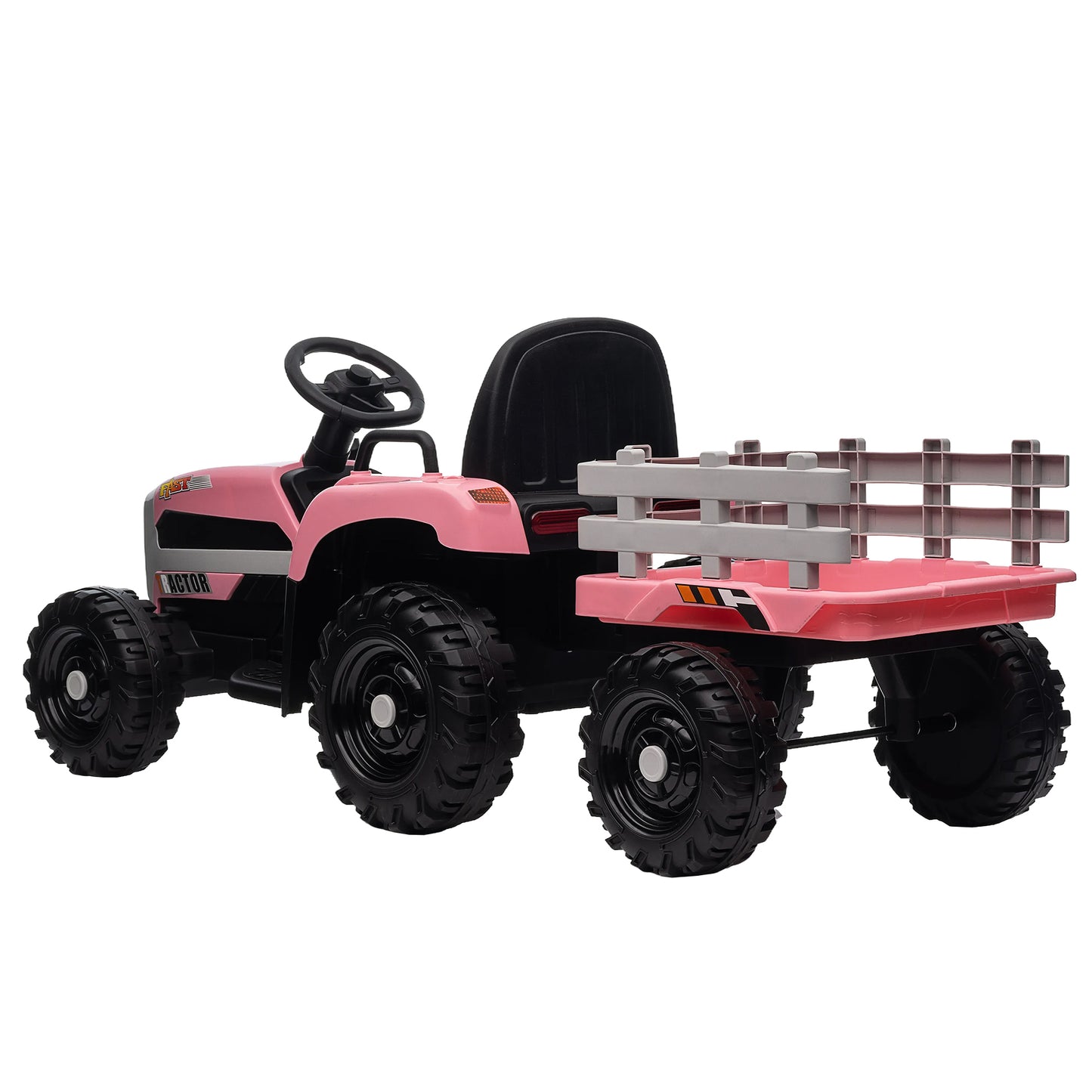 12V Battery Powered Ride on Tractor with Trailer: Remote Control, Three-Speed Adjustable, Power Display, USB, MP3, Bluetooth, LED Light, Two-Point Safety Belt, Perfect for Kids, Color Options Available