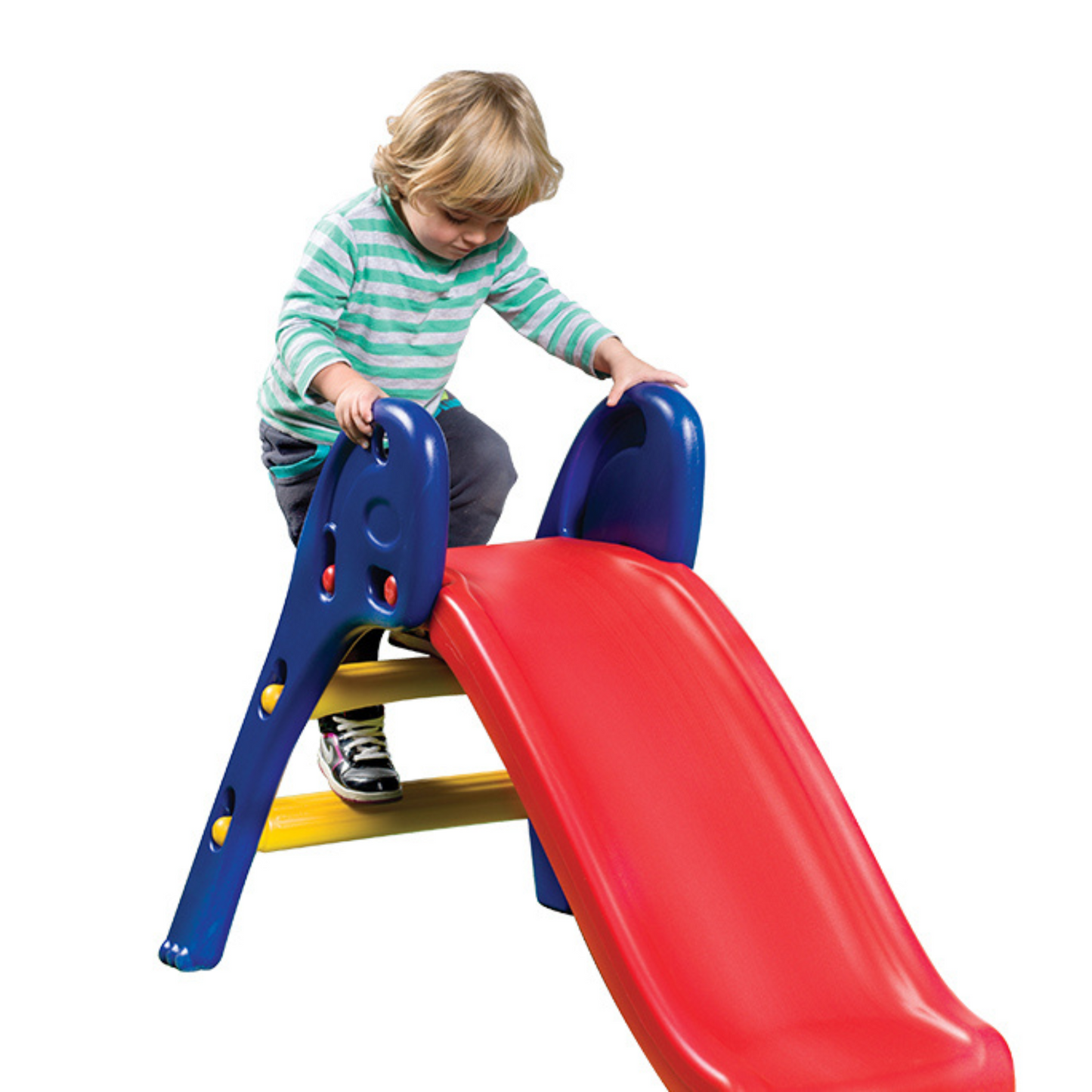 Kids Plastic Foldable Slide - CE Proved Indoor Playground Equipment - Blue/Red/Yellow (XSL001)