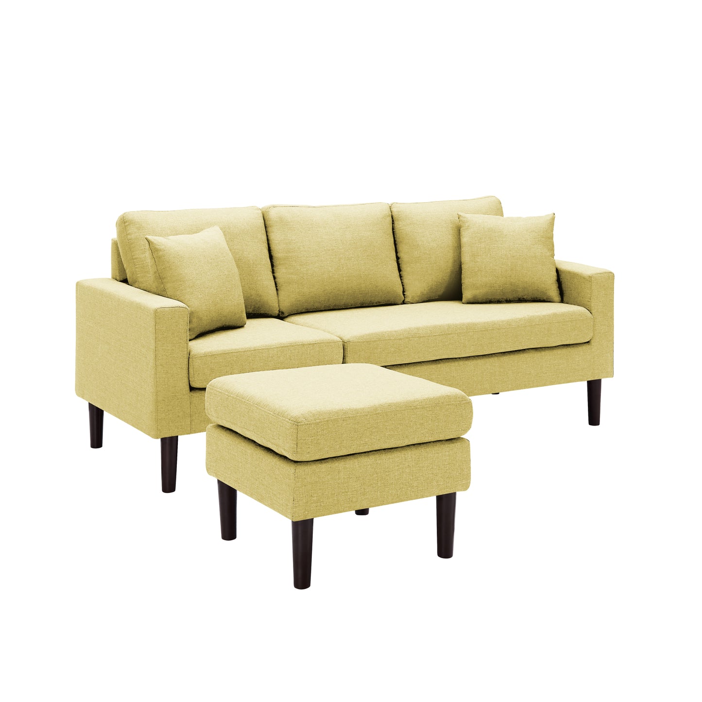 72" Sectional Sofa, Left Hand Facing with 2 Pillows, Yellow Fabric - Size & Color Options