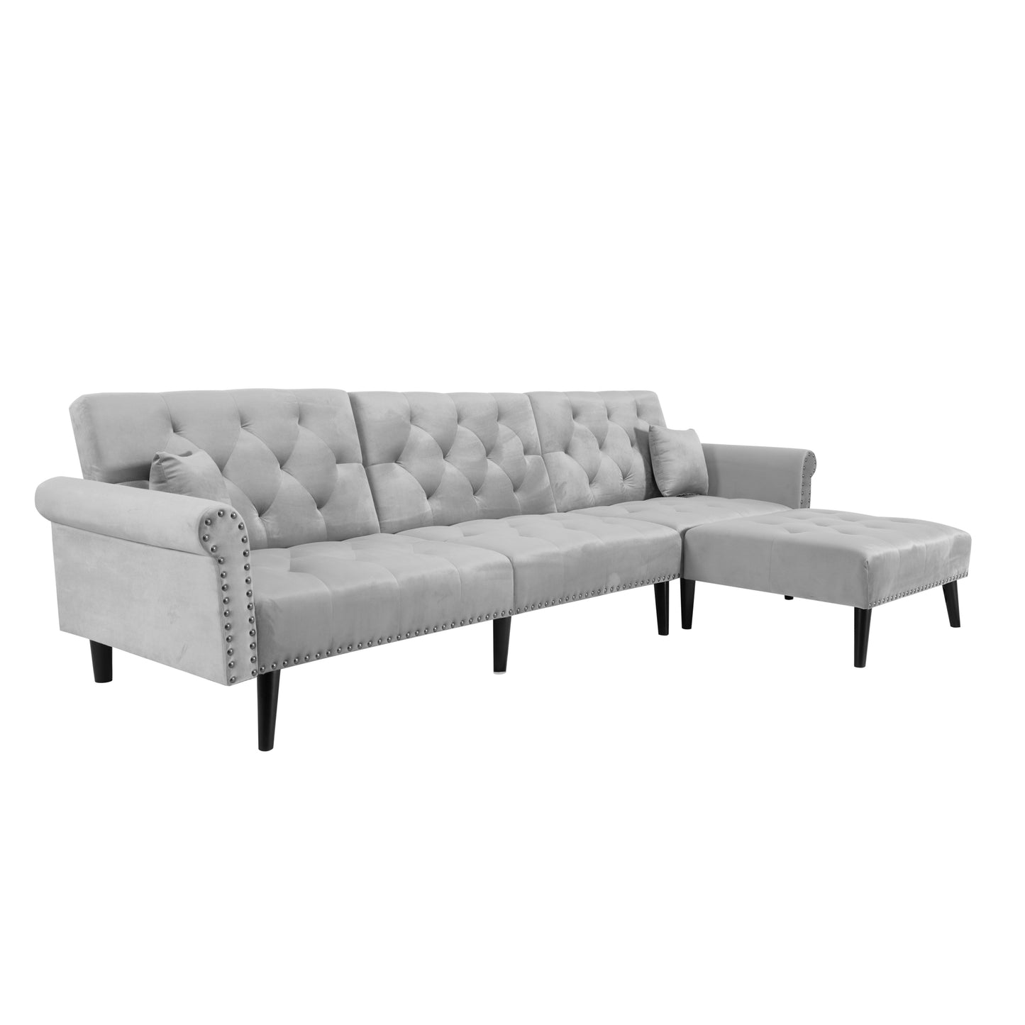 Convertible Sofa Bed Sleeper in Light Grey Velvet - Stylish and Versatile Furniture for Comfortable Sleep - Available in Multiple Sizes (W223S00002, W223S00456, W223S00708)