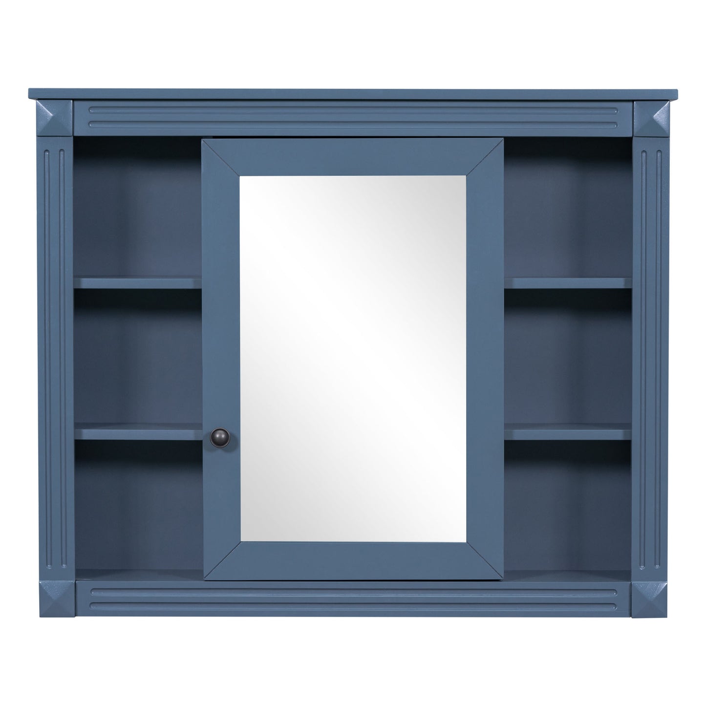 36'' Bathroom Vanity with Top Sink - Royal Blue Mirror Cabinet, Modern Storage Cabinet with 2 Doors and 2 Drawers - Single Sink Vanity