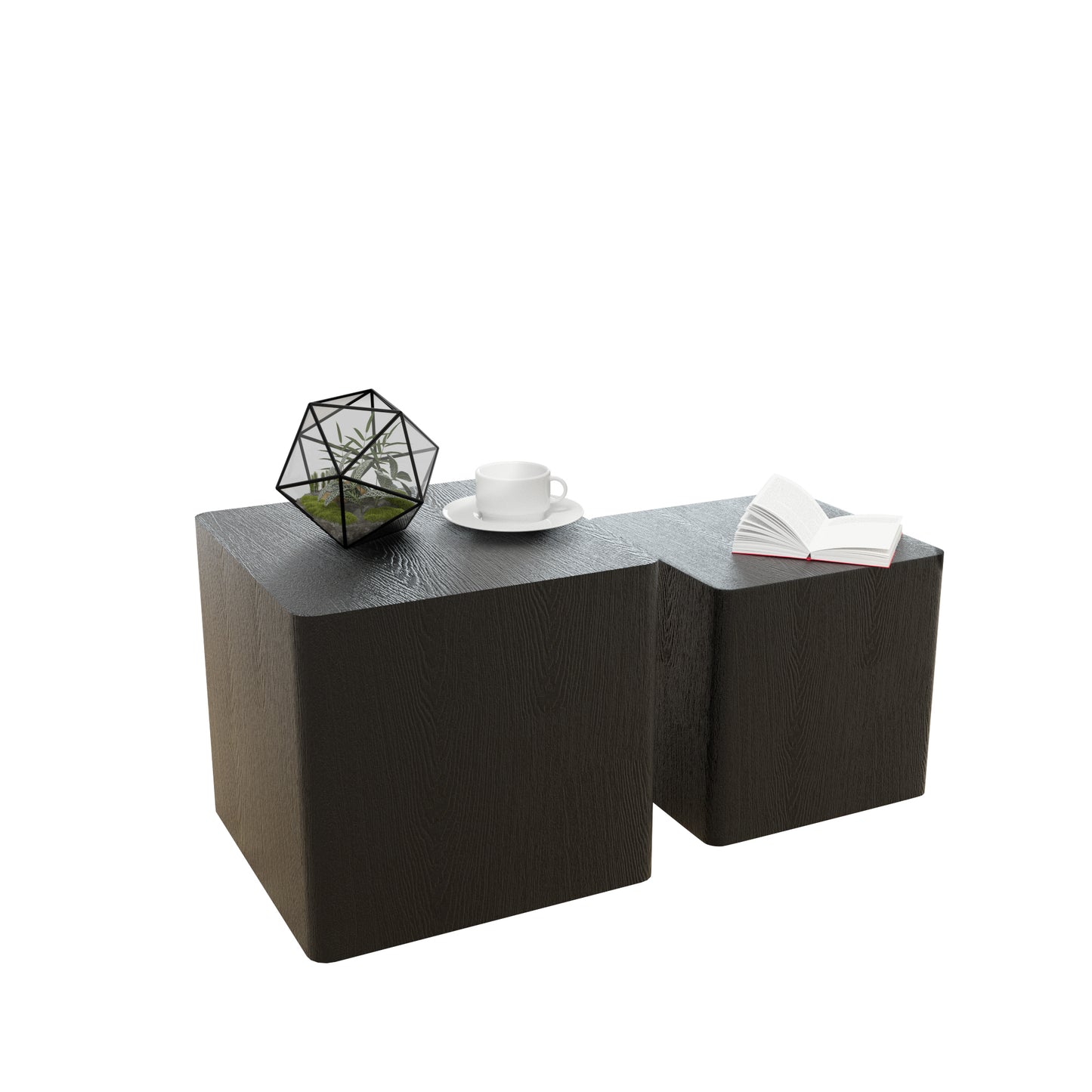 MDF Nesting Table/Side Table/Coffee Table/End Table for Living Room, Office, Bedroom - Black, Versatile Furniture with Space-Saving Design, Stylish and Functional Décor Addition