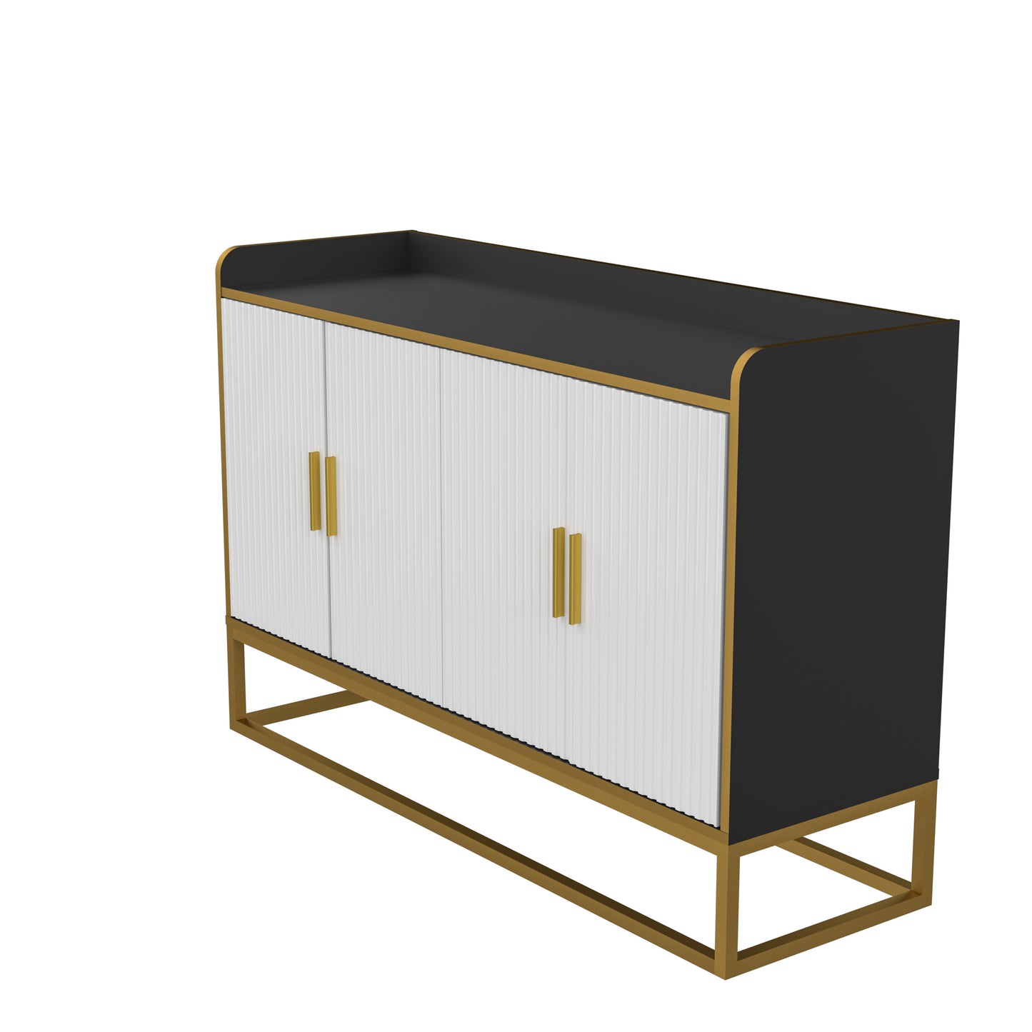 Modern Kitchen Buffet Storage Cabinet Cupboard - Gloss Finish - Ideal for Living Room & Kitchen - Black