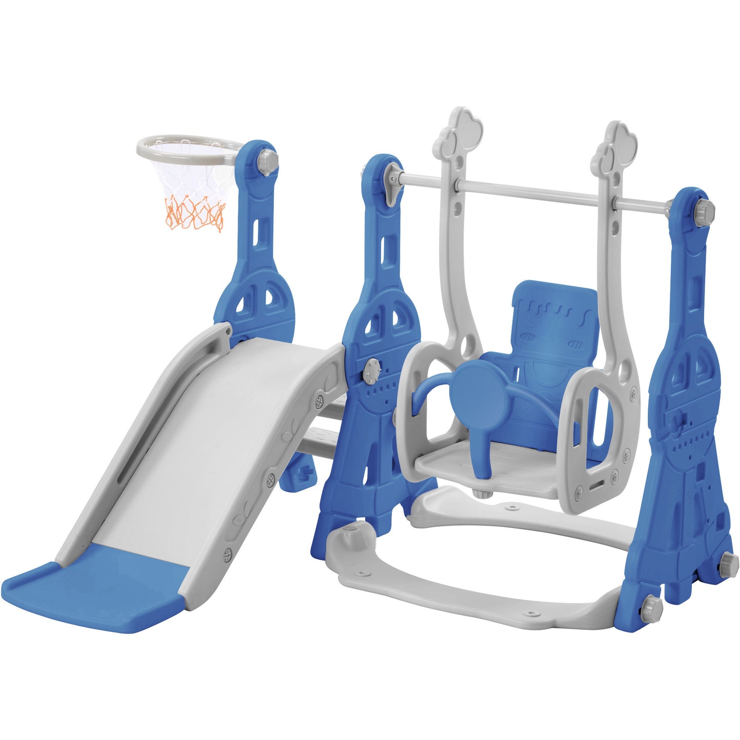 Toddler Slide and Swing Set 3 in 1: Perfect Indoor & Outdoor Kids Playground Climber Swing Playset with Basketball Hoops**