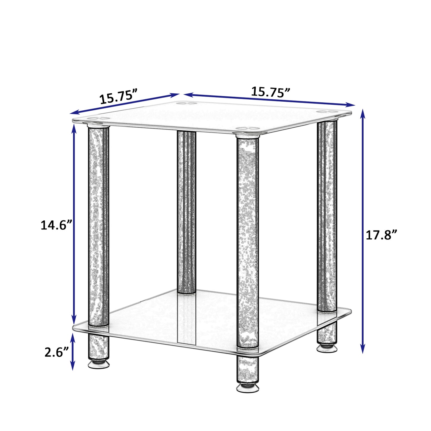 1-Piece White+Black Side Table, 2-Tier Space End Table, Modern Night Stand, Sofa Table with Storage Shelf - Stylish and Functional Furniture for Living Room, Bedroom, or Office
