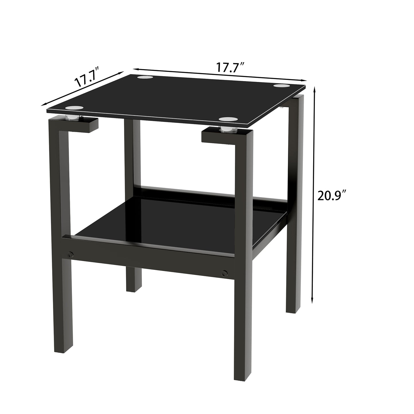 2-Piece Modern Night Stand & Sofa Table: Black Glass Clear Side & End Table with Sleek Design - Perfect for Any Room Décor