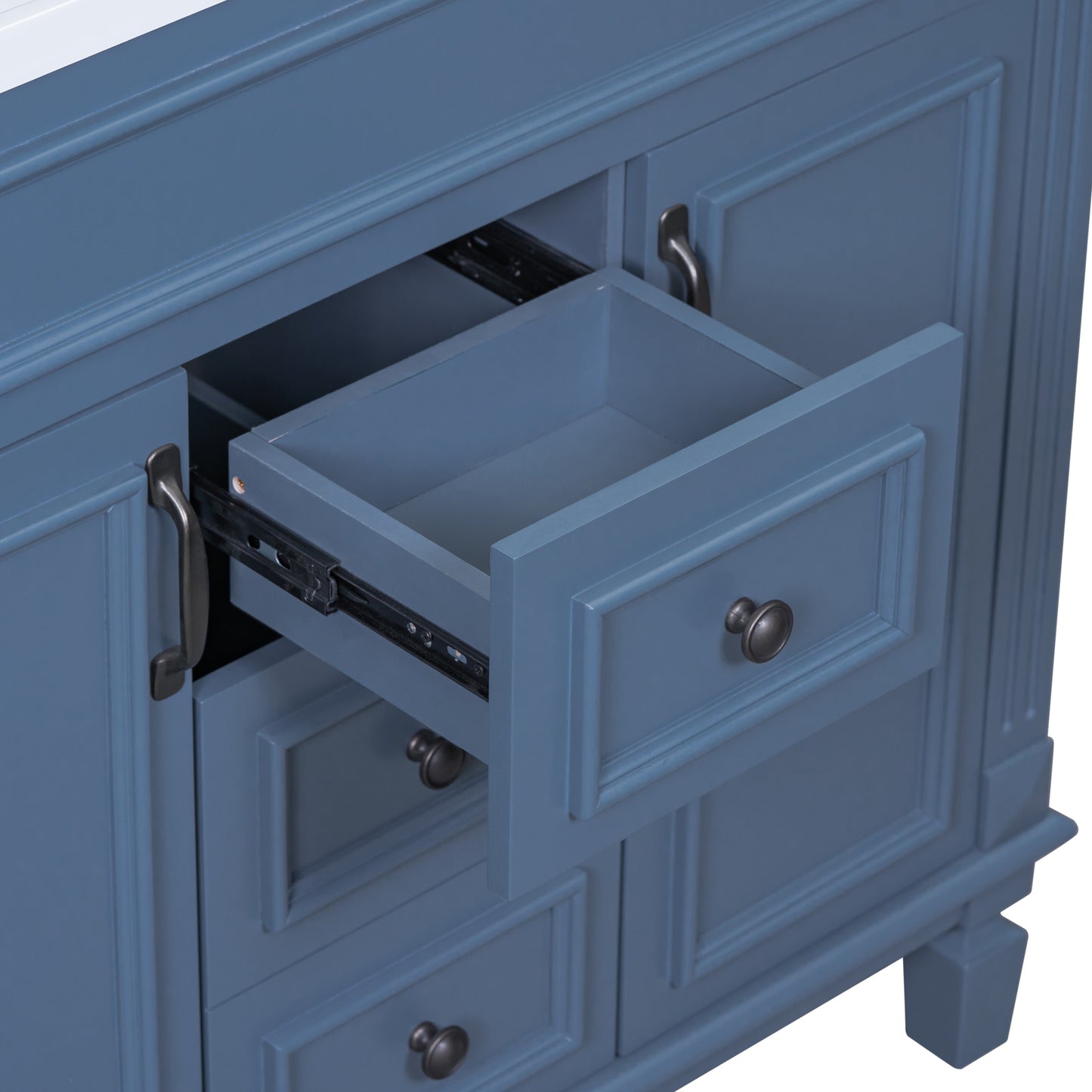 36'' Bathroom Vanity with Top Sink - Royal Blue Mirror Cabinet, Modern Storage Cabinet with 2 Doors and 2 Drawers - Single Sink Vanity