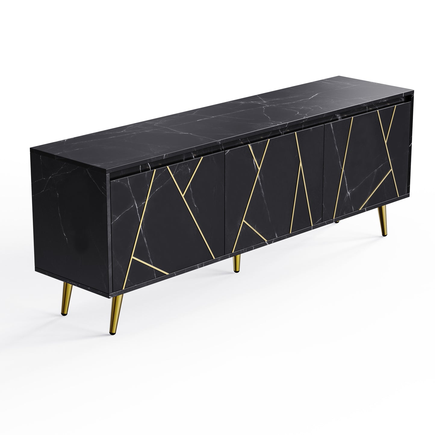 Modern TV Stand for 65" TV, Media Console Table, Entertainment Center with Large Storage Cabinet - Stylish and Functional Furniture for Living Room or Bedroom, Black
