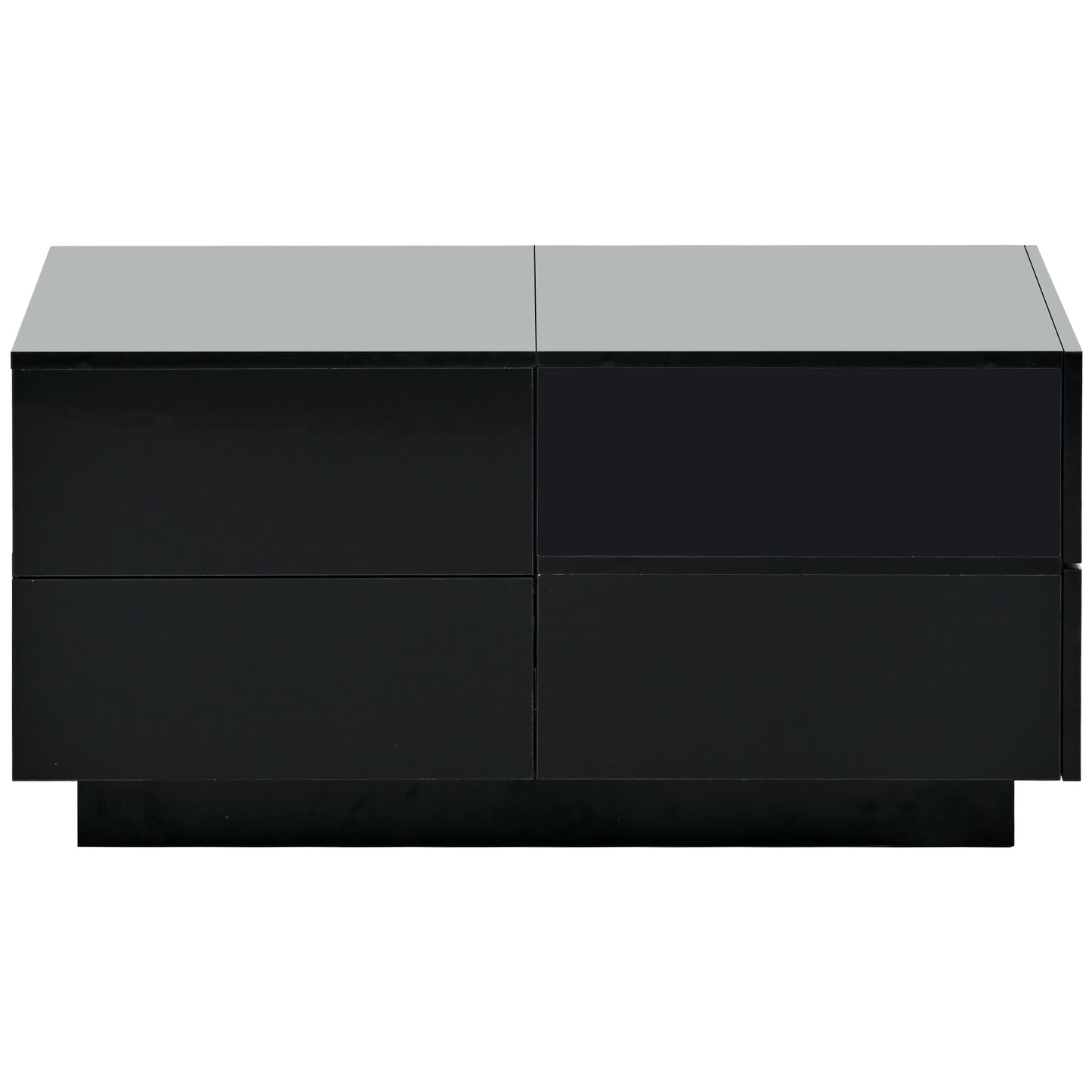 ON-TREND Extendable Coffee Table with 4 Drawers, Hidden Storage, UV High-gloss Center Table, Sliding Top, 35.4"x23.6", Black