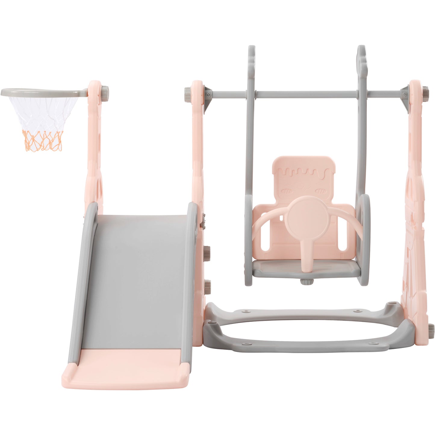 **Toddler Slide and Swing Set 3 in 1: Indoor & Outdoor Kids Playground Climber with Basketball Hoops**