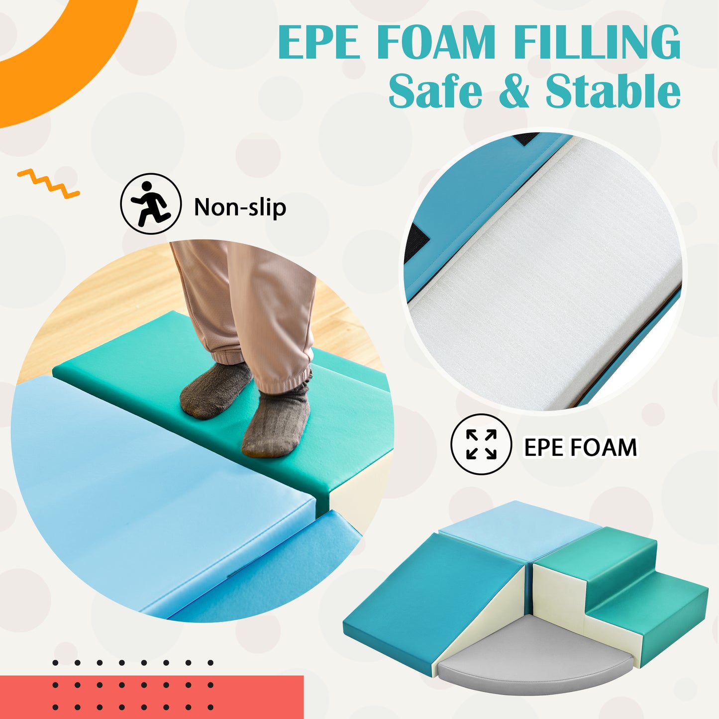 Soft Climb and Crawl Foam Playset - Safe Soft Foam Nugget Block for Infants, Preschools, Toddlers, Kids Crawling and Climbing Indoor Active Play Structure - Ideal for Developing Motor Skills - Non-Toxic and Durable - Available in Various Sizes and Colors