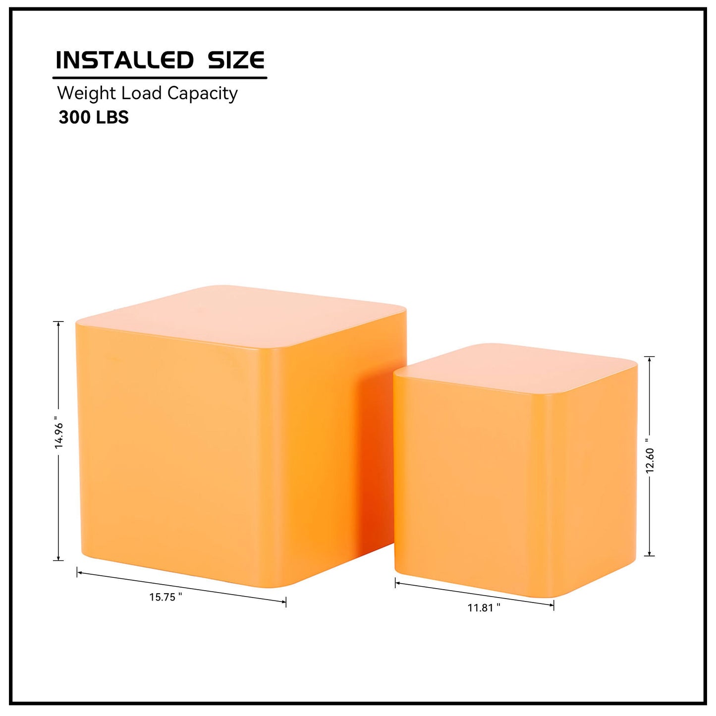 MDF Nesting Table Set: Square Side, Coffee, End Table in Orange - Modern Design, Space-saving, Versatile Furniture