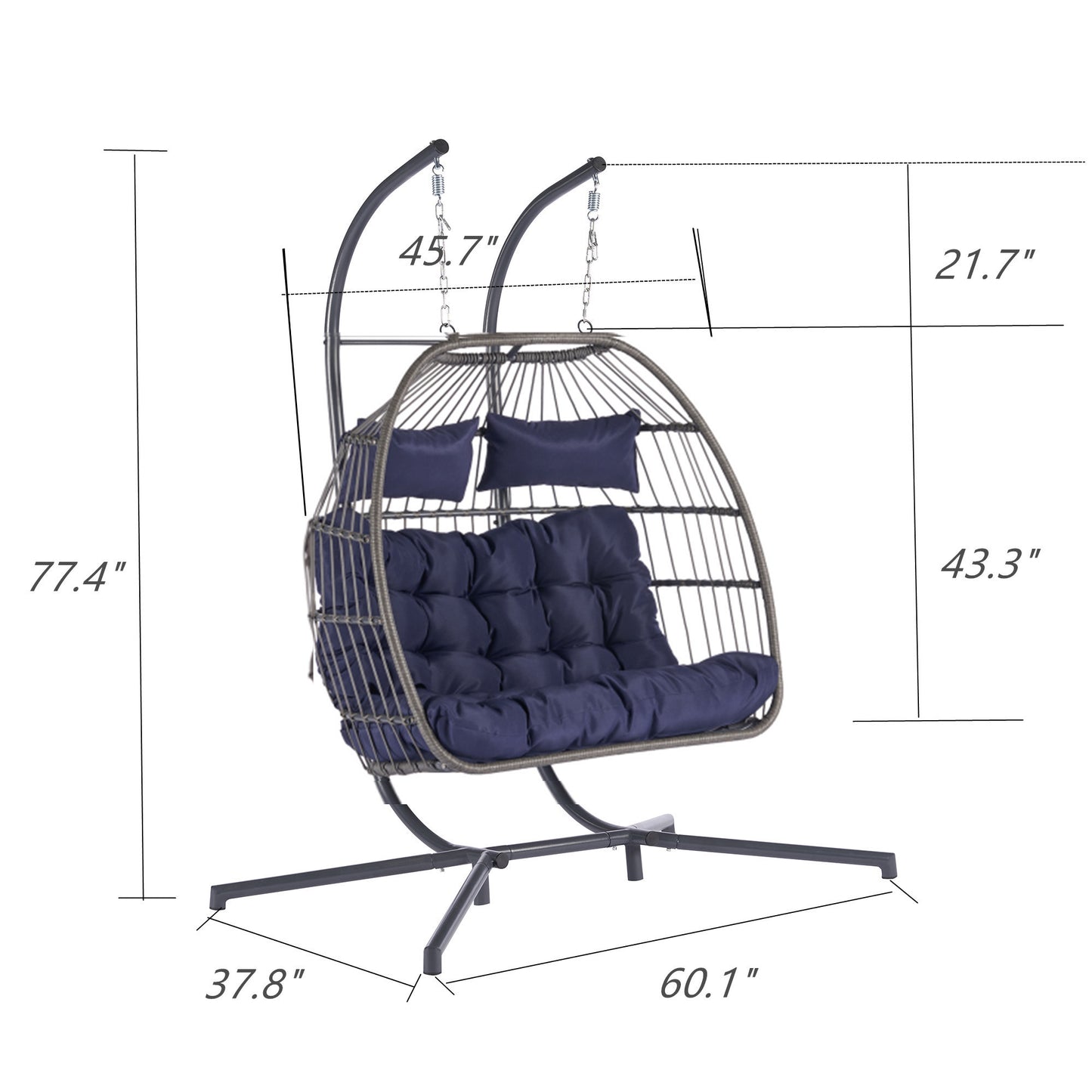 2 Person Outdoor Rattan Hanging Chair - Patio Wicker Egg Chair for Relaxation and Comfort in Your Outdoor Space