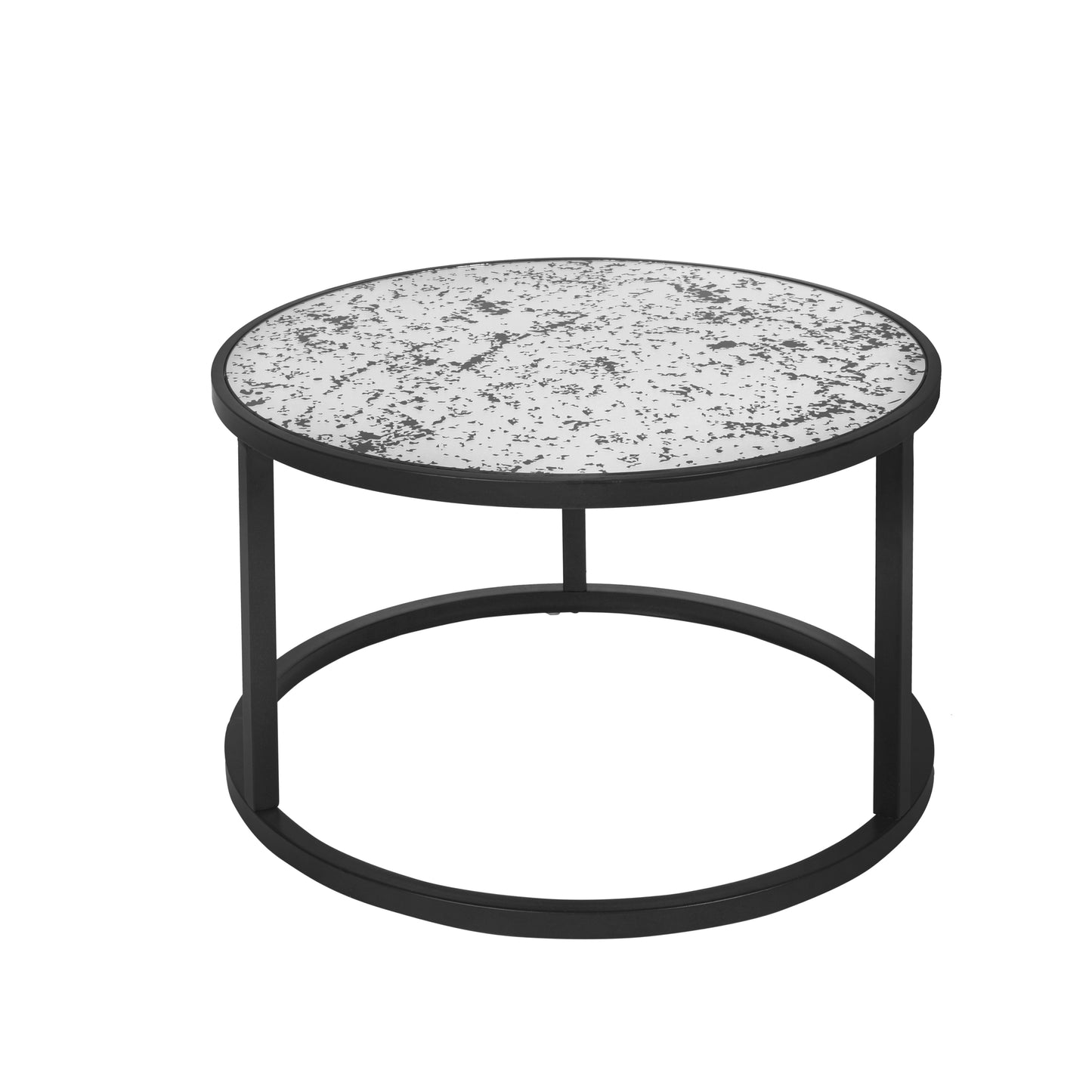 Round Coffee Table Set of 2 Metal Frame & Glass Top End Tables for Living Room Bedroom, Nesting Tables - Stylish & Functional Furniture