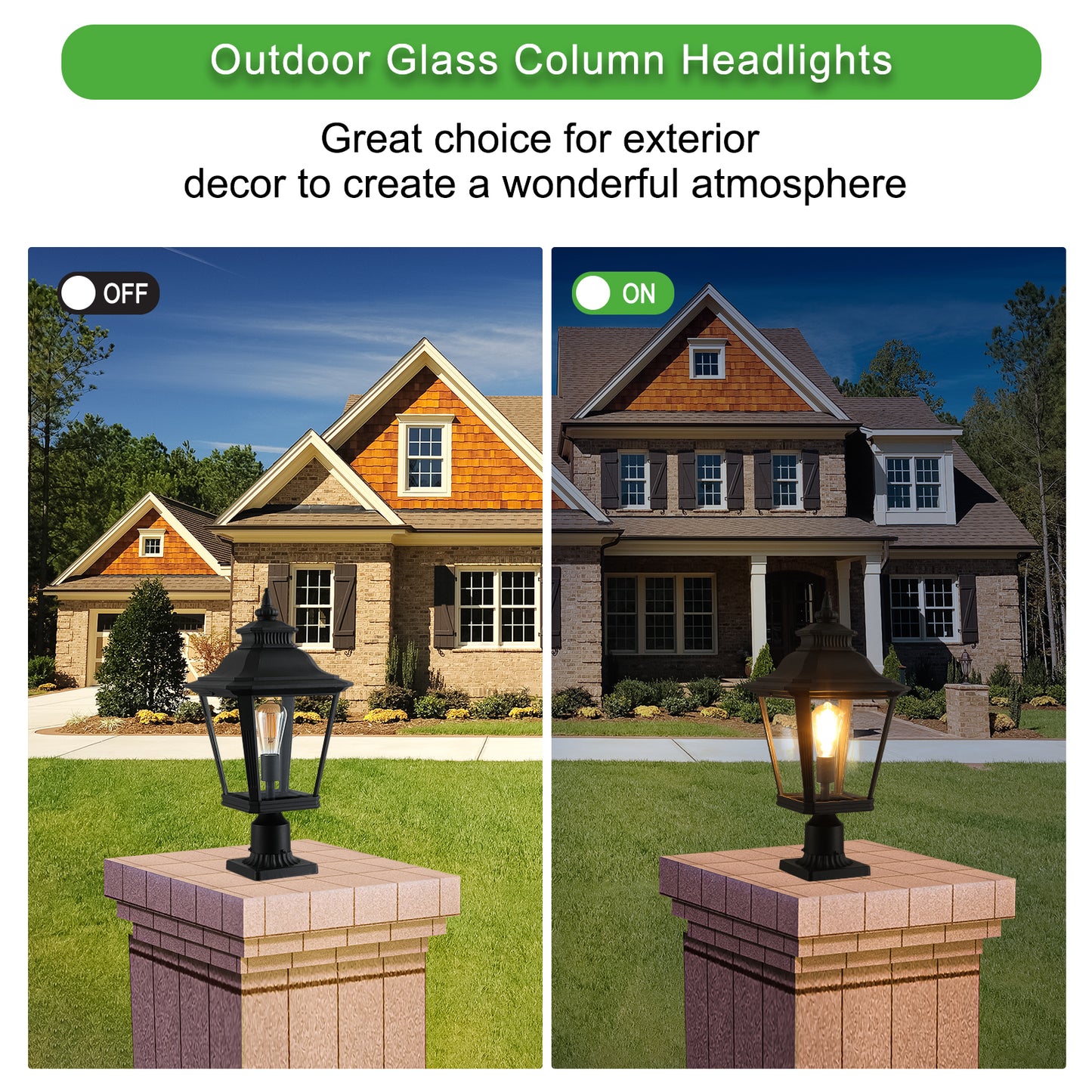 Outdoor Glass Column Headlights - Stylish and Durable Exterior Lighting Solution for Enhanced Ambiance, Perfect for Pathways, Gardens, and Patios - Available in Various Sizes and Colors