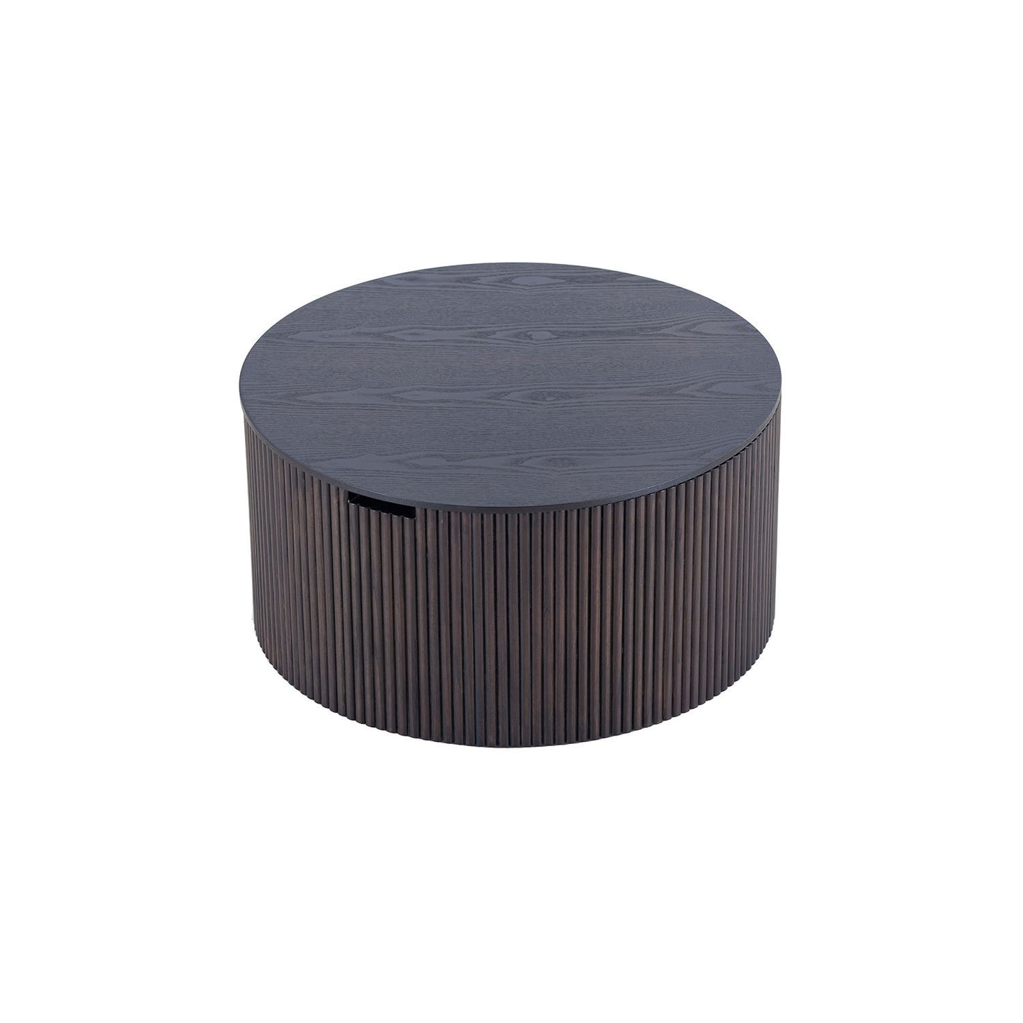 Handmade Round Coffee Table, Fraxinus mandshurica + MDF, Smoky Color, 27.55" x 13.77" - Unique Artisan Craftsmanship for Elegant Décor