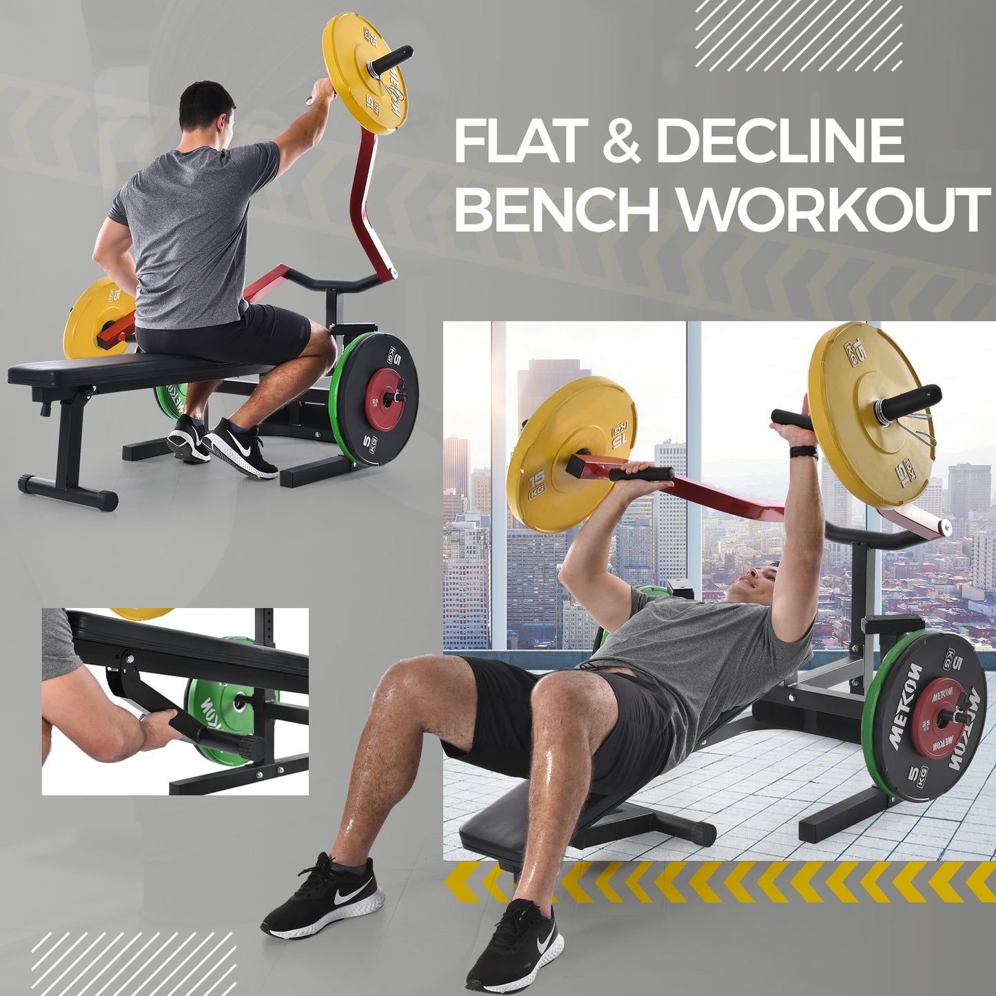 Weight Chest Press Bench - Adjustable Positions Flat Incline for Chest & Arm Ab Workout, Home Gym Equipment Max 2000 LB