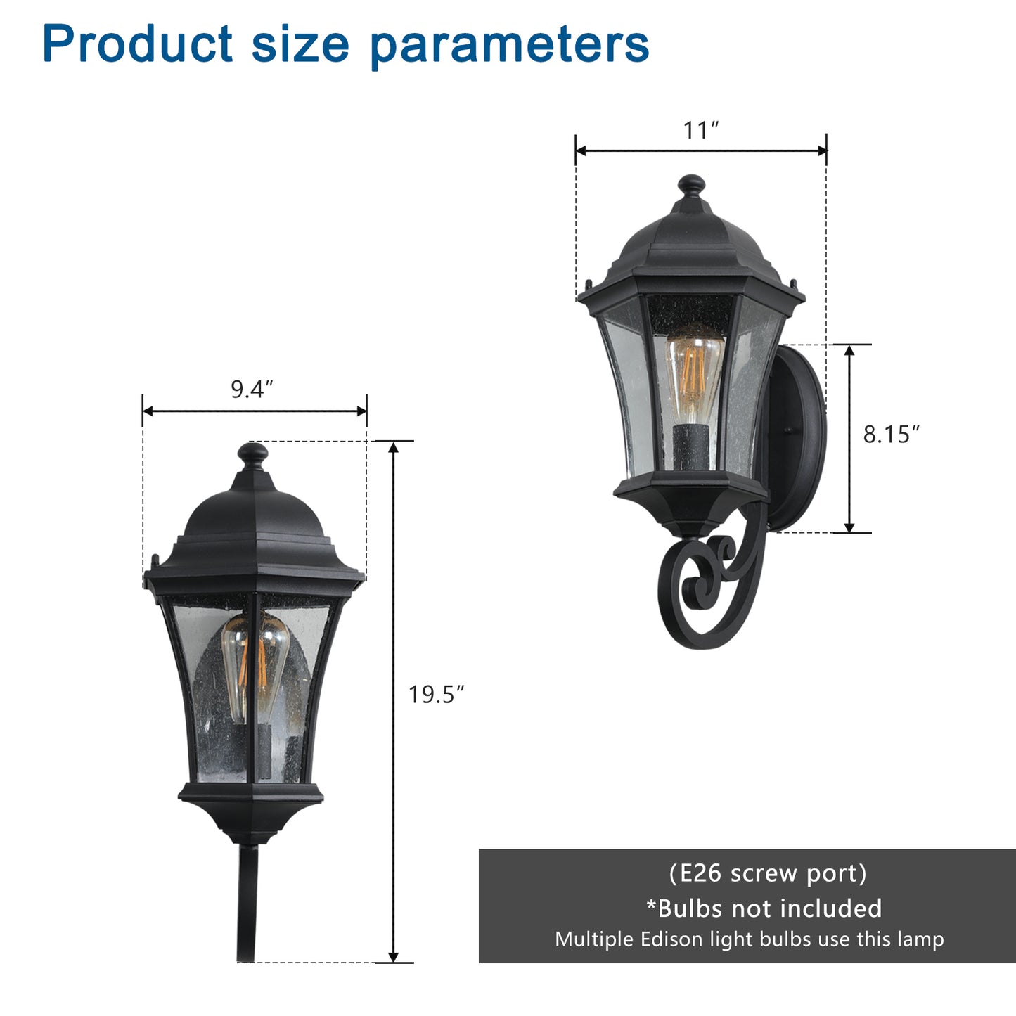Outdoor Waterproof Glass Retro Wall Lamp - Stylish Vintage Design with Weatherproof Protection for Outdoor Lighting - Available in Various Colors and Sizes