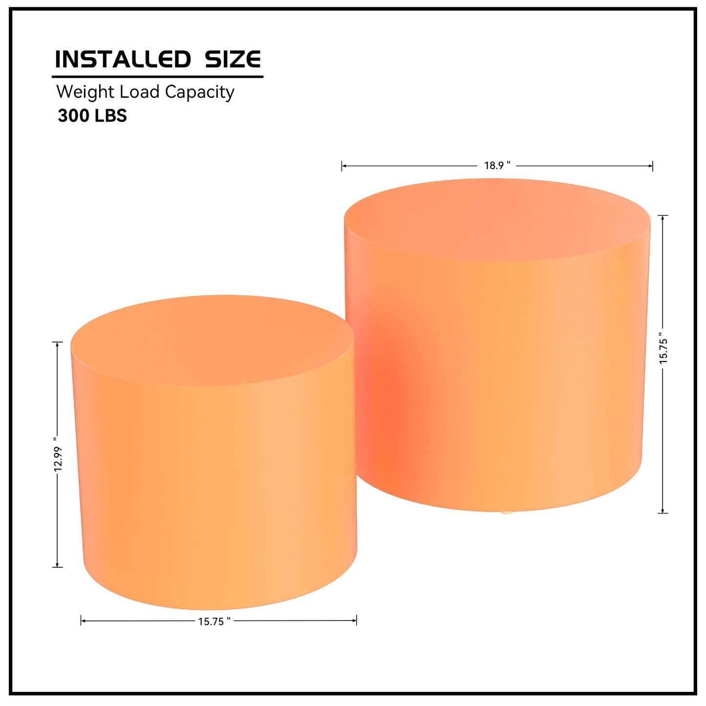 MDF Nesting Tables Set of 2: Vibrant Orange Round Side Table - Stylish Furniture for Modern Spaces