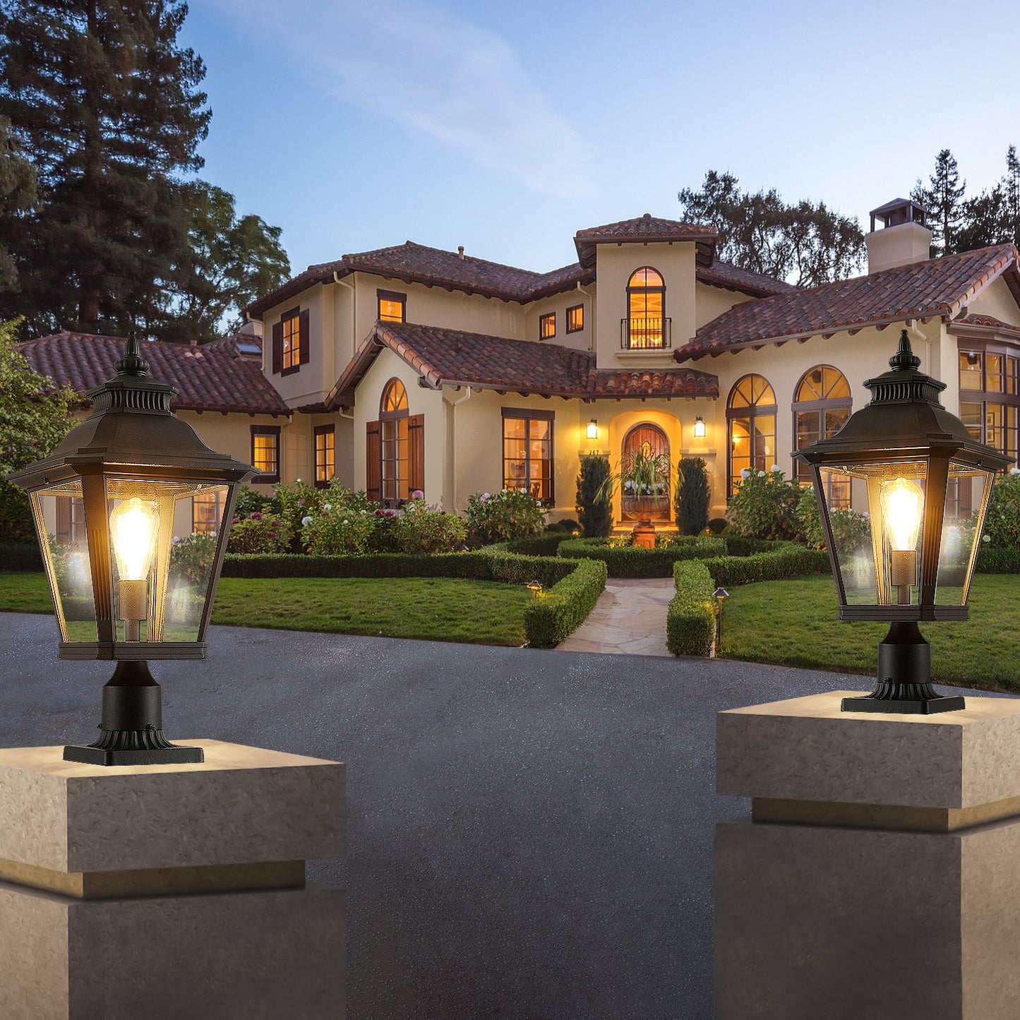 Outdoor Glass Column Headlights - Stylish and Durable Exterior Lighting Solution for Enhanced Ambiance, Perfect for Pathways, Gardens, and Patios - Available in Various Sizes and Colors